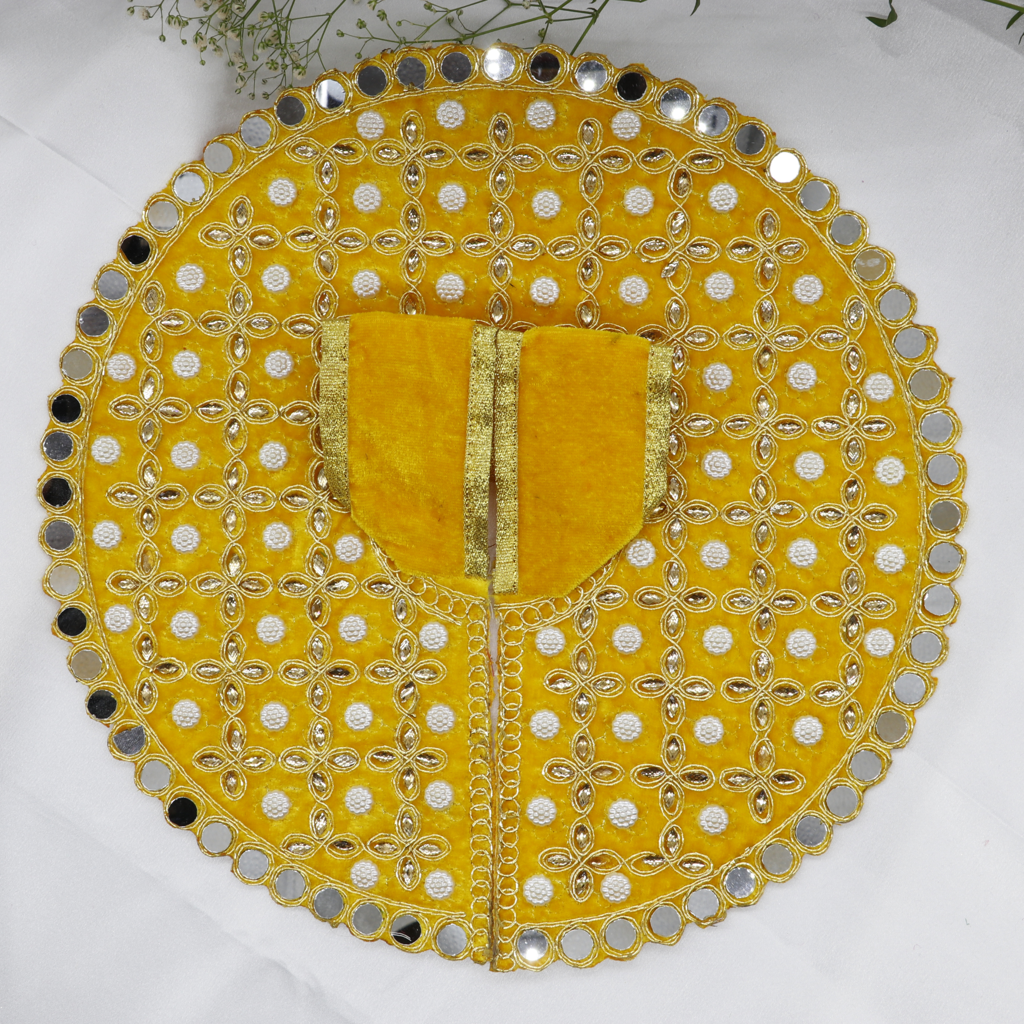 Makhmali Moti Mirror Work Laddu Gopal Dress