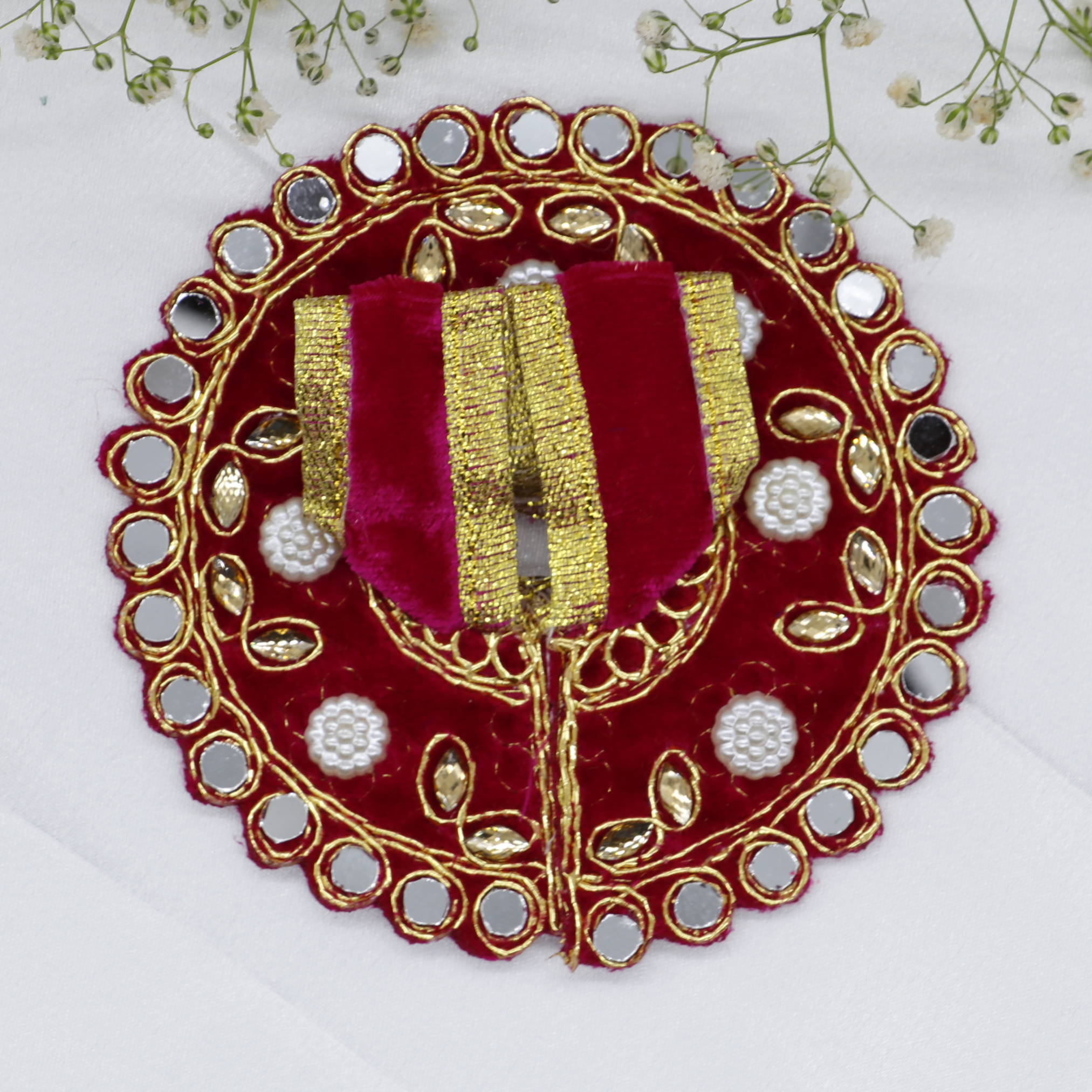 Makhmali Moti Mirror Work Laddu Gopal Dress