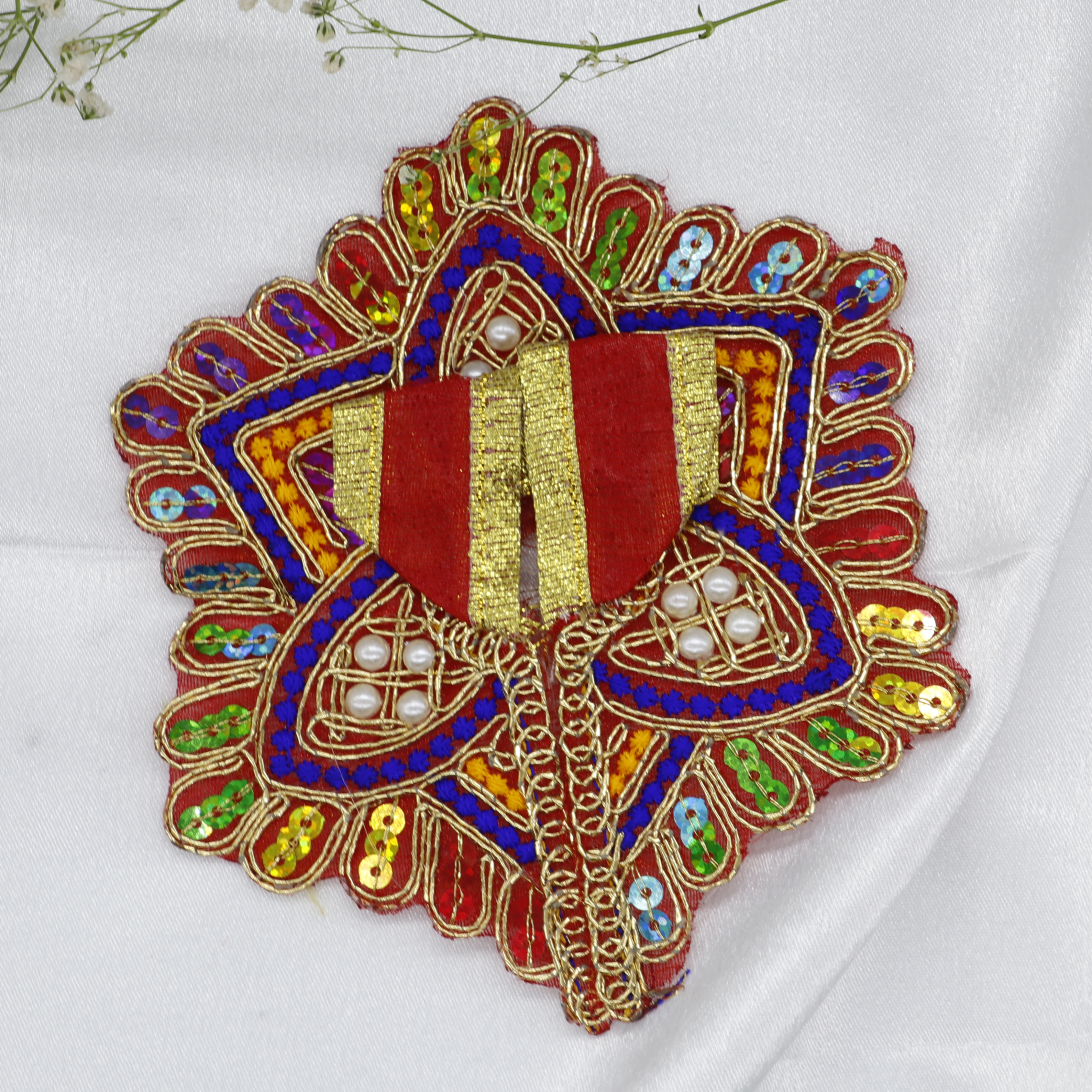 Moti Mandal Design Net Fabric Laddu Gopal Dress