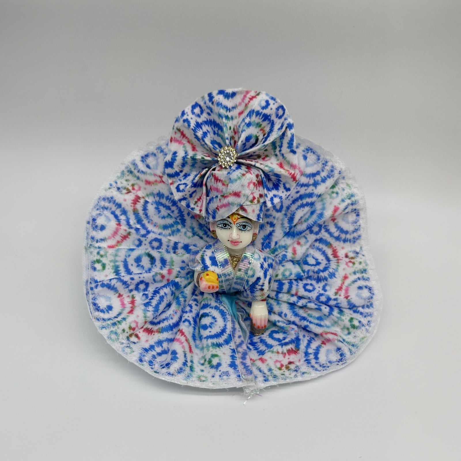Cotton Bhakti Rang Poshak Dress With Mukut