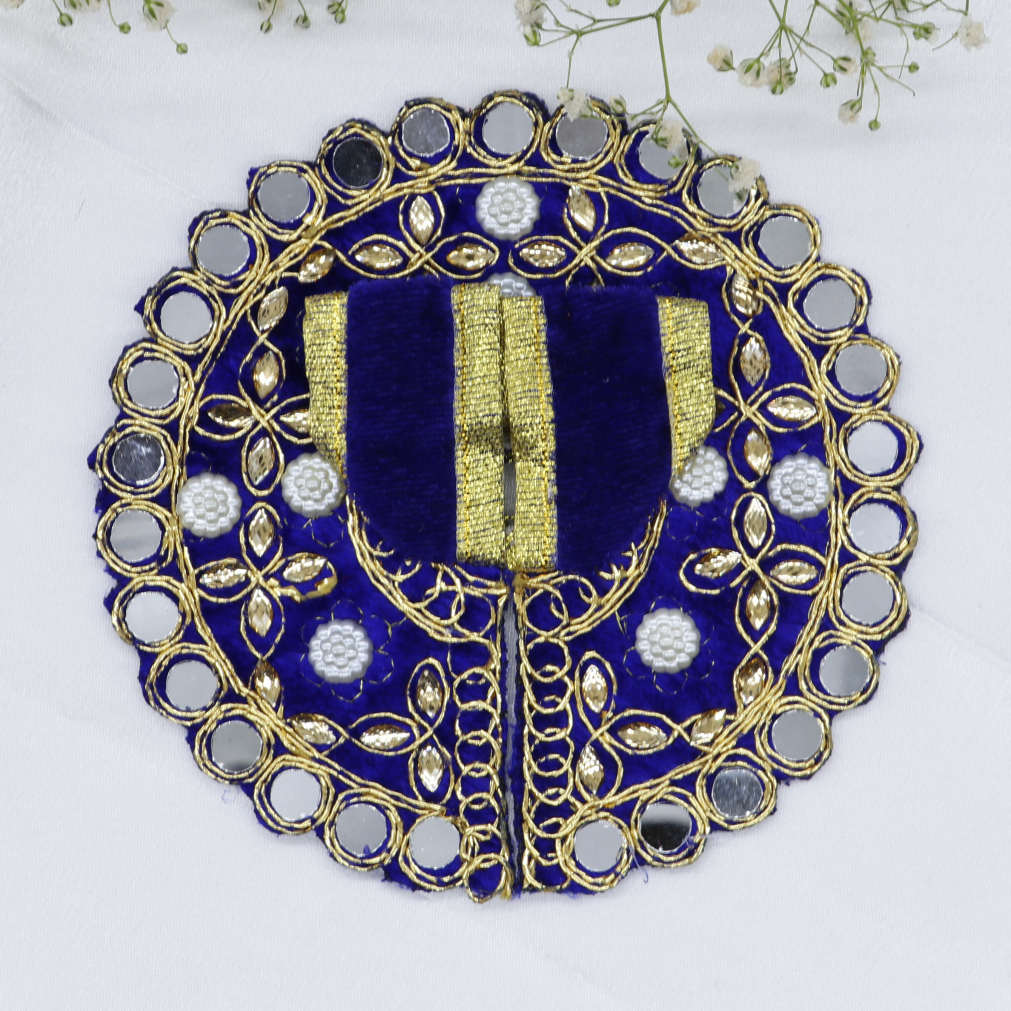 Makhmali Moti Mirror Work Laddu Gopal Dress