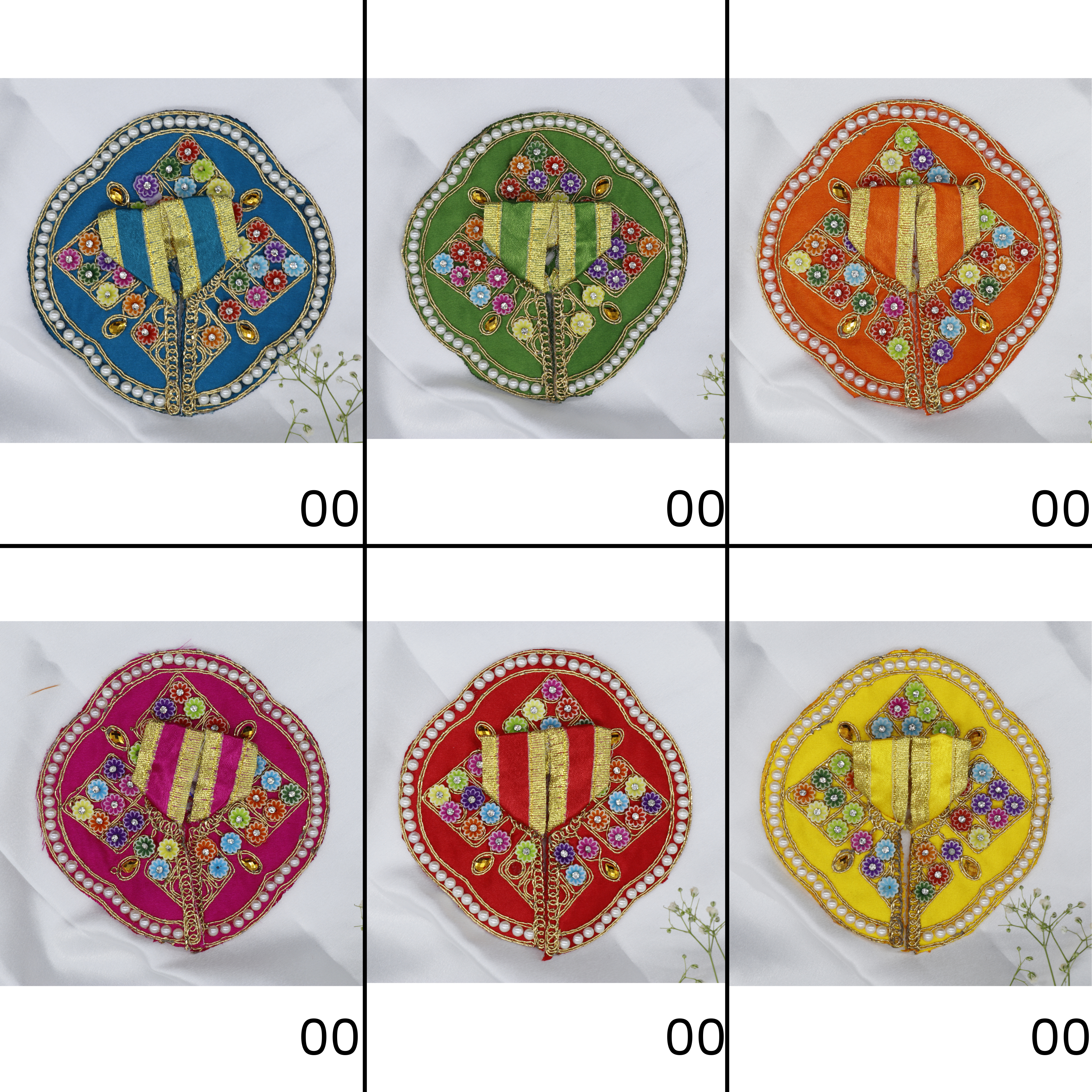 રંગીલી બુટી ડિઝાઇનના લાડુ ગોપાલ ડ્રેસ - મિક્સ કલર