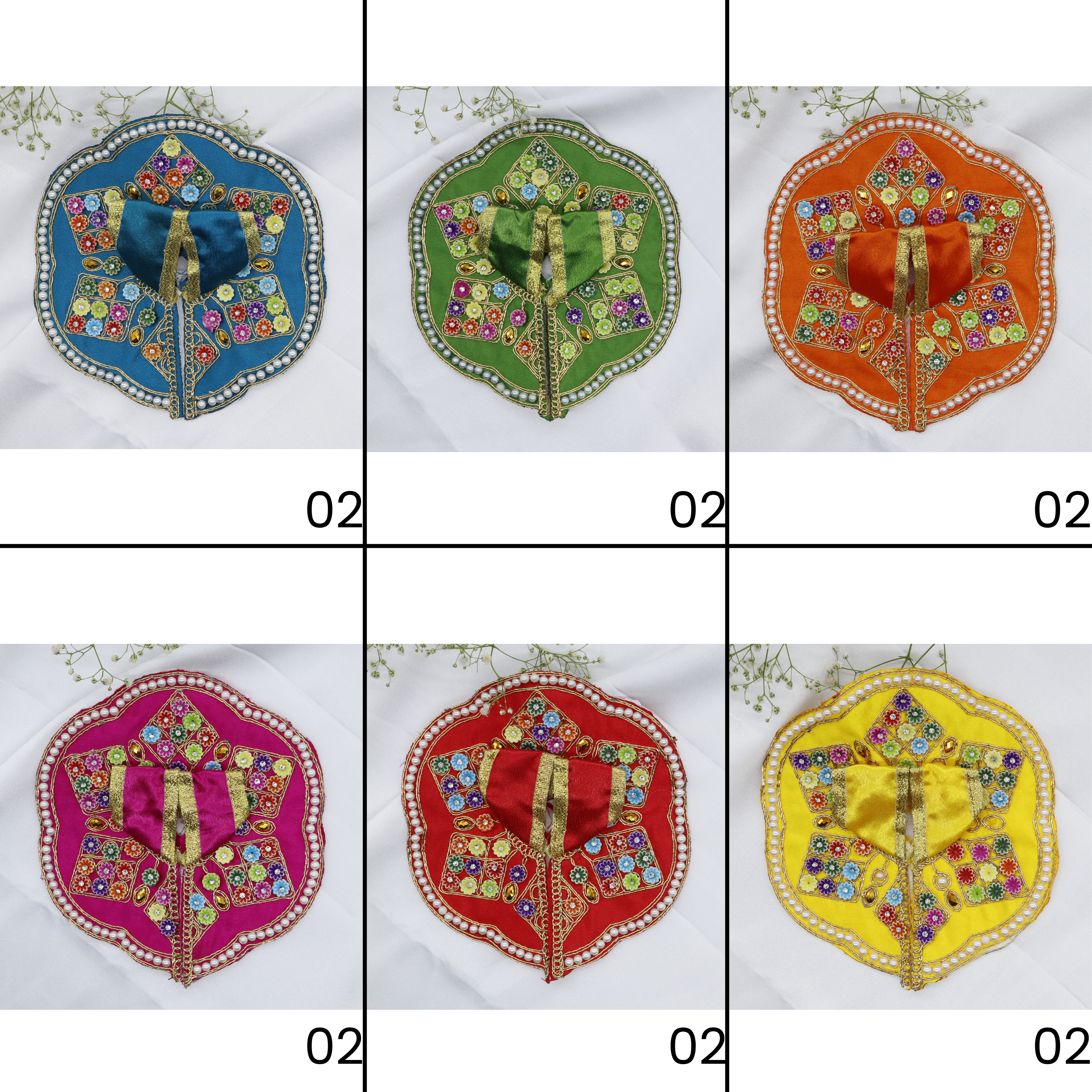 રંગીલી બુટી ડિઝાઇનના લાડુ ગોપાલ ડ્રેસ - મિક્સ કલર