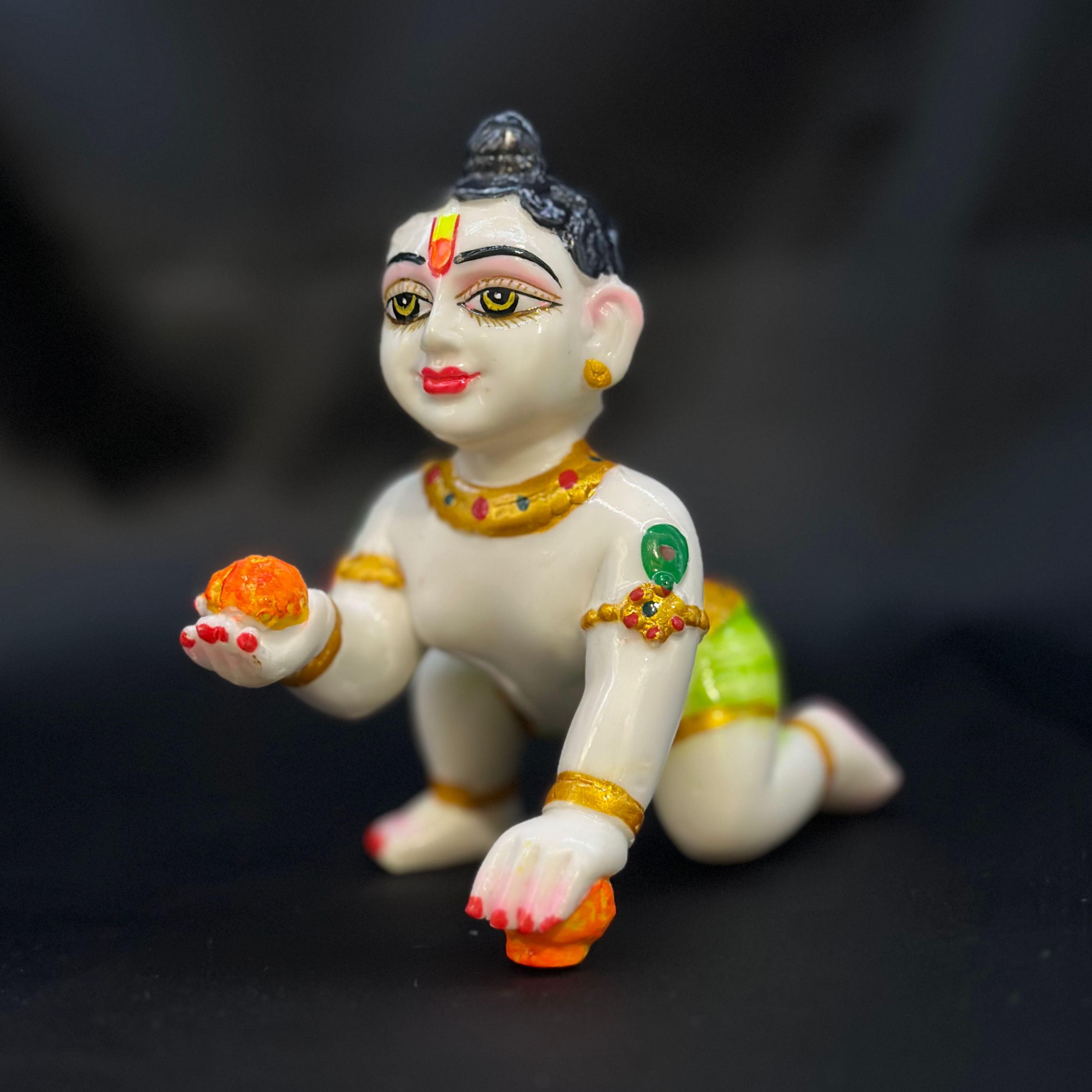 Marble Dust Murti of Kanha with Hand Painting