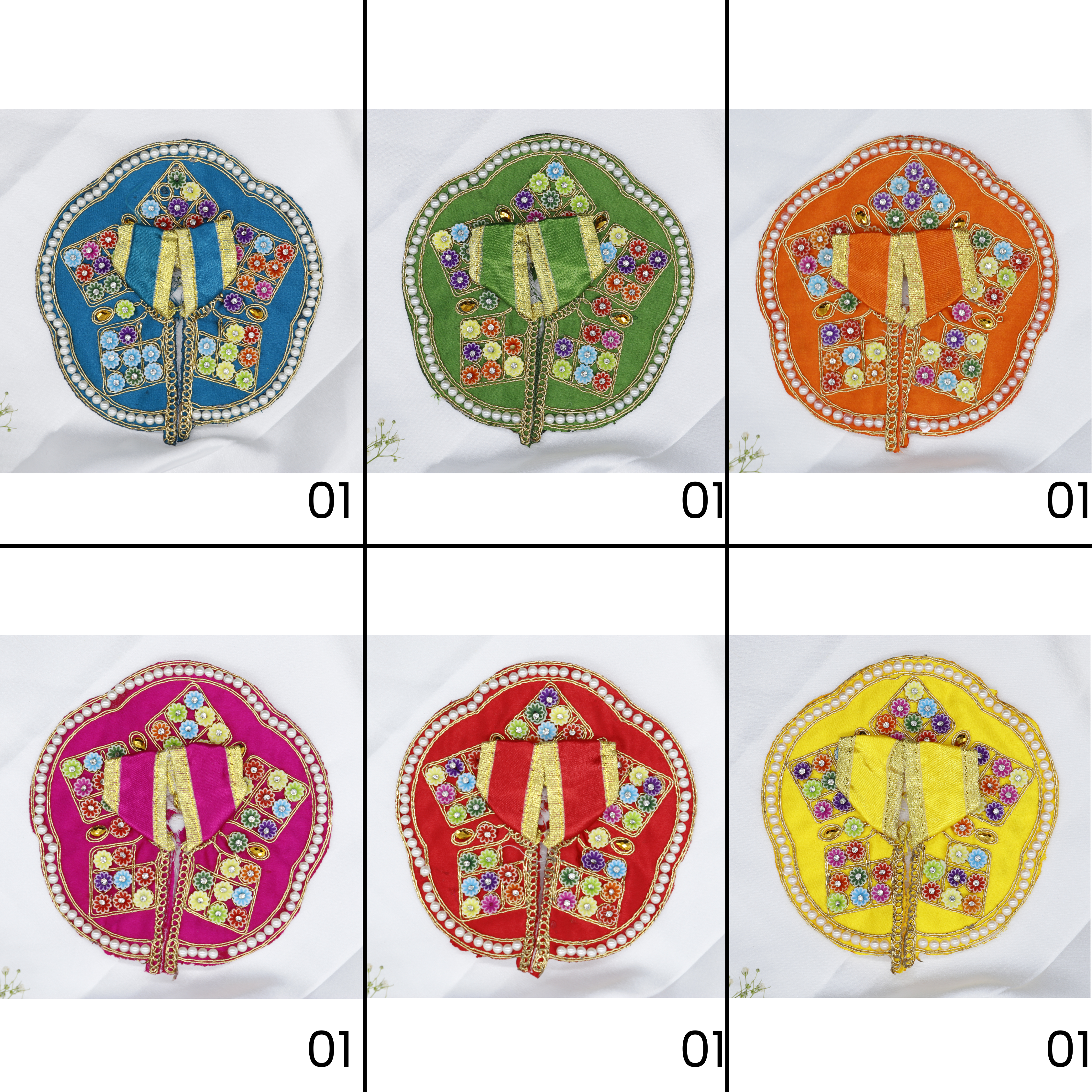 રંગીલી બુટી ડિઝાઇનના લાડુ ગોપાલ ડ્રેસ - મિક્સ કલર
