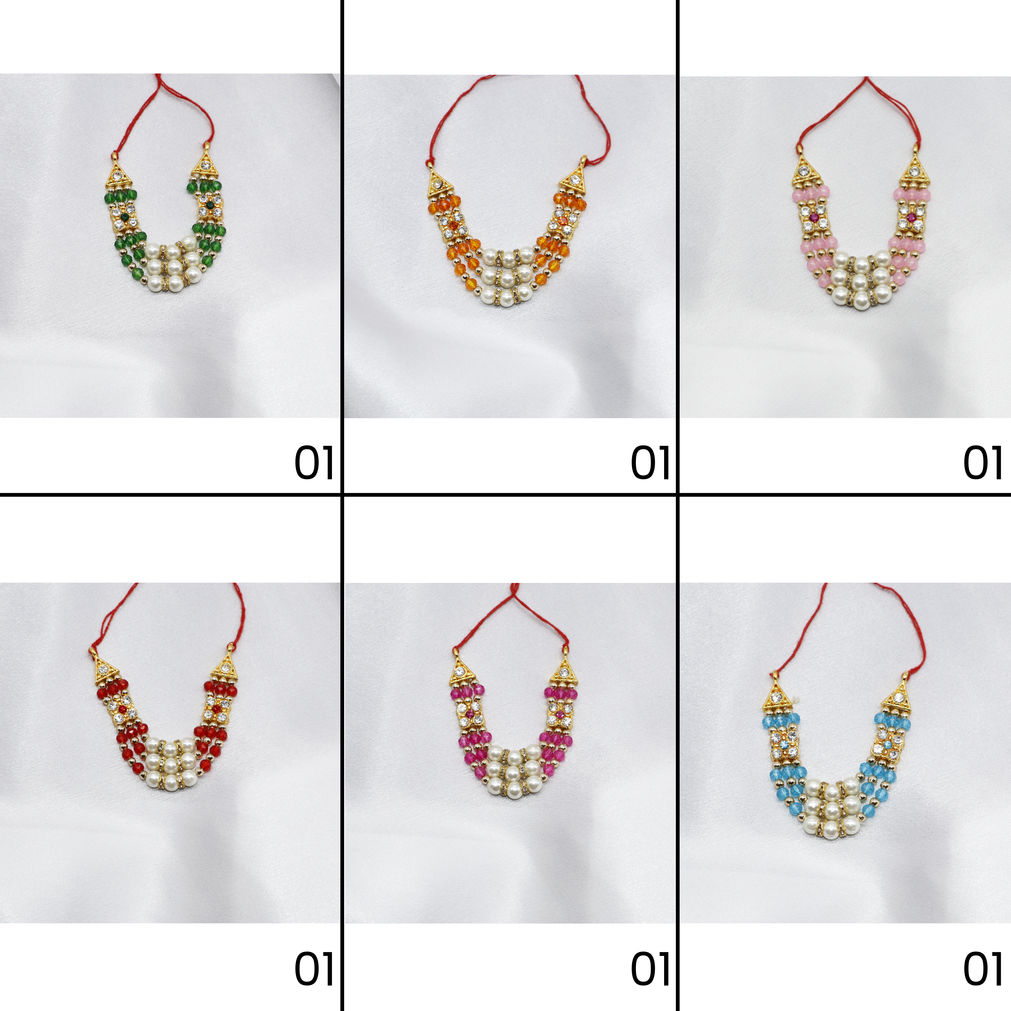 લાડુ ગોપાલ માટે મોતી માલા - મિક્સ કલર/ ૧૨ નો પેક