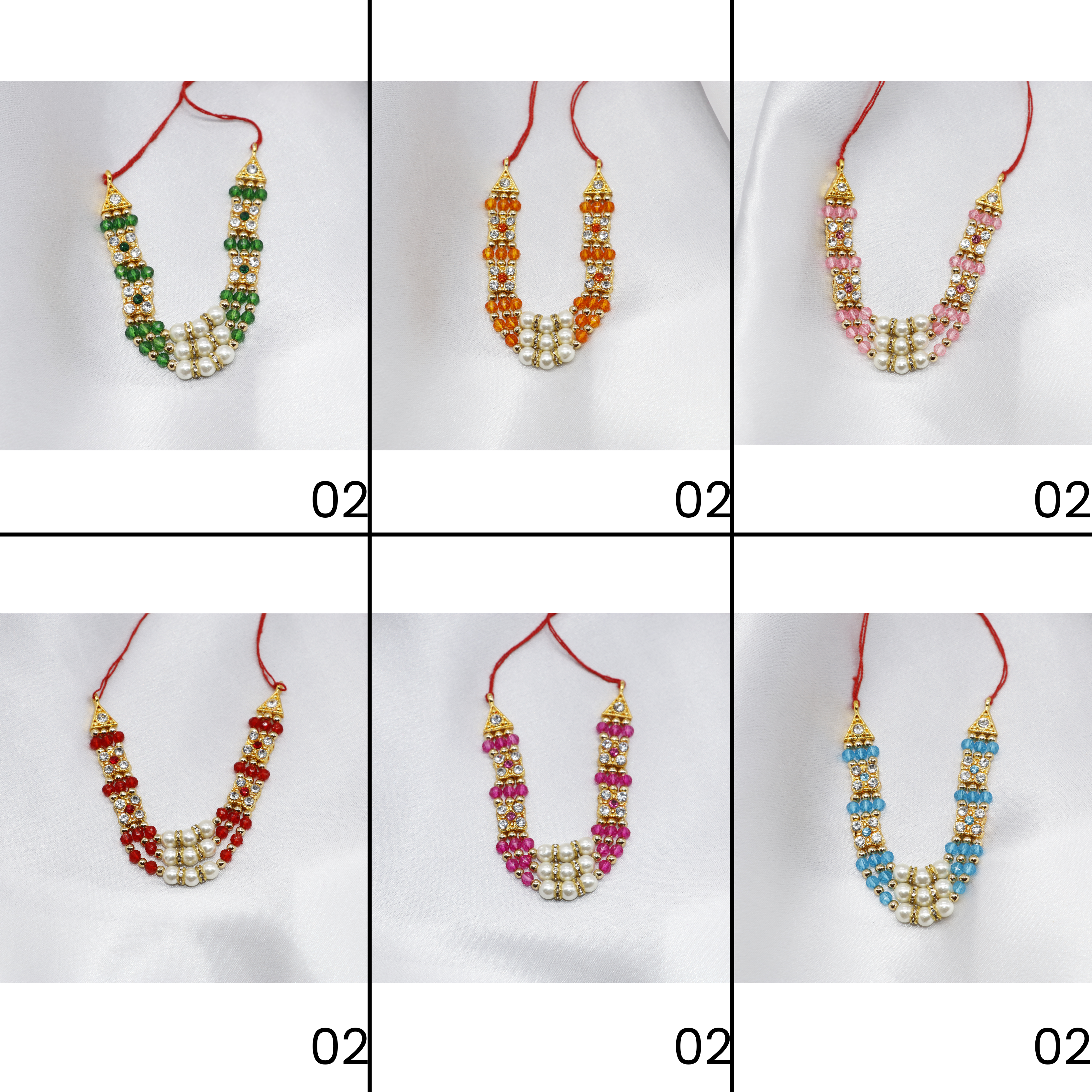 લાડુ ગોપાલ માટે મોતી માલા - મિક્સ કલર/ ૧૨ નો પેક