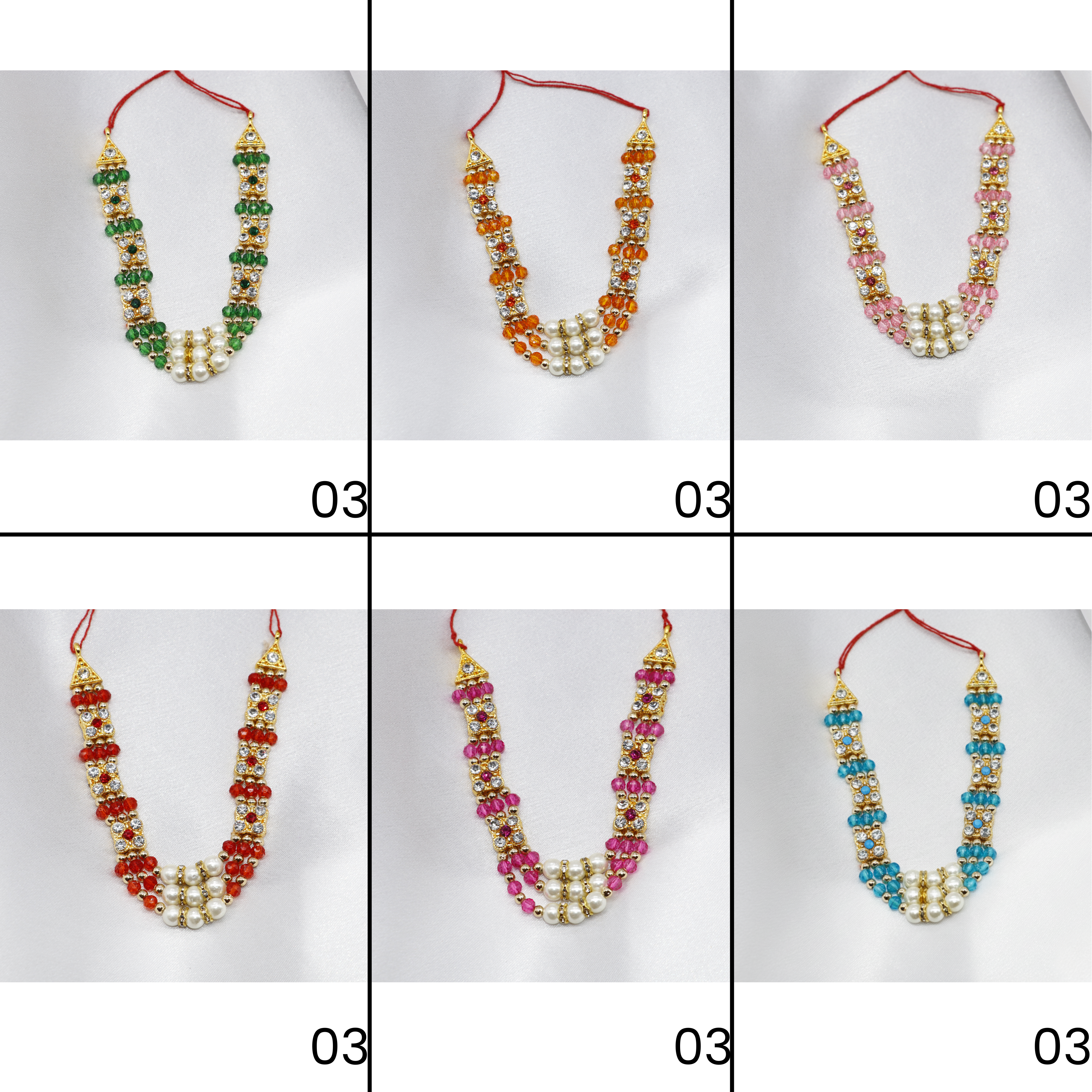 લાડુ ગોપાલ માટે મોતી માલા - મિક્સ કલર/ ૧૨ નો પેક