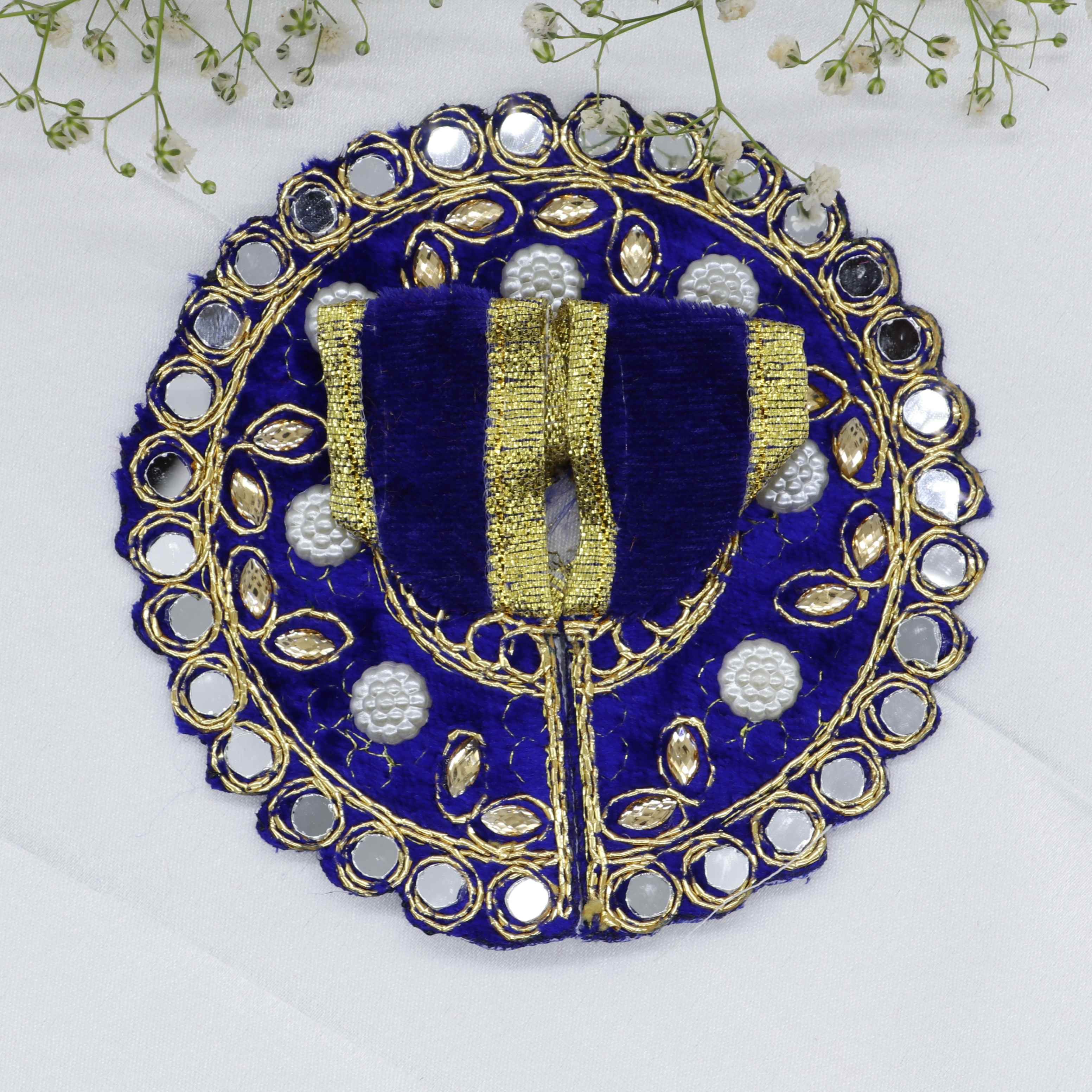 Makhmali Moti Mirror Work Laddu Gopal Dress