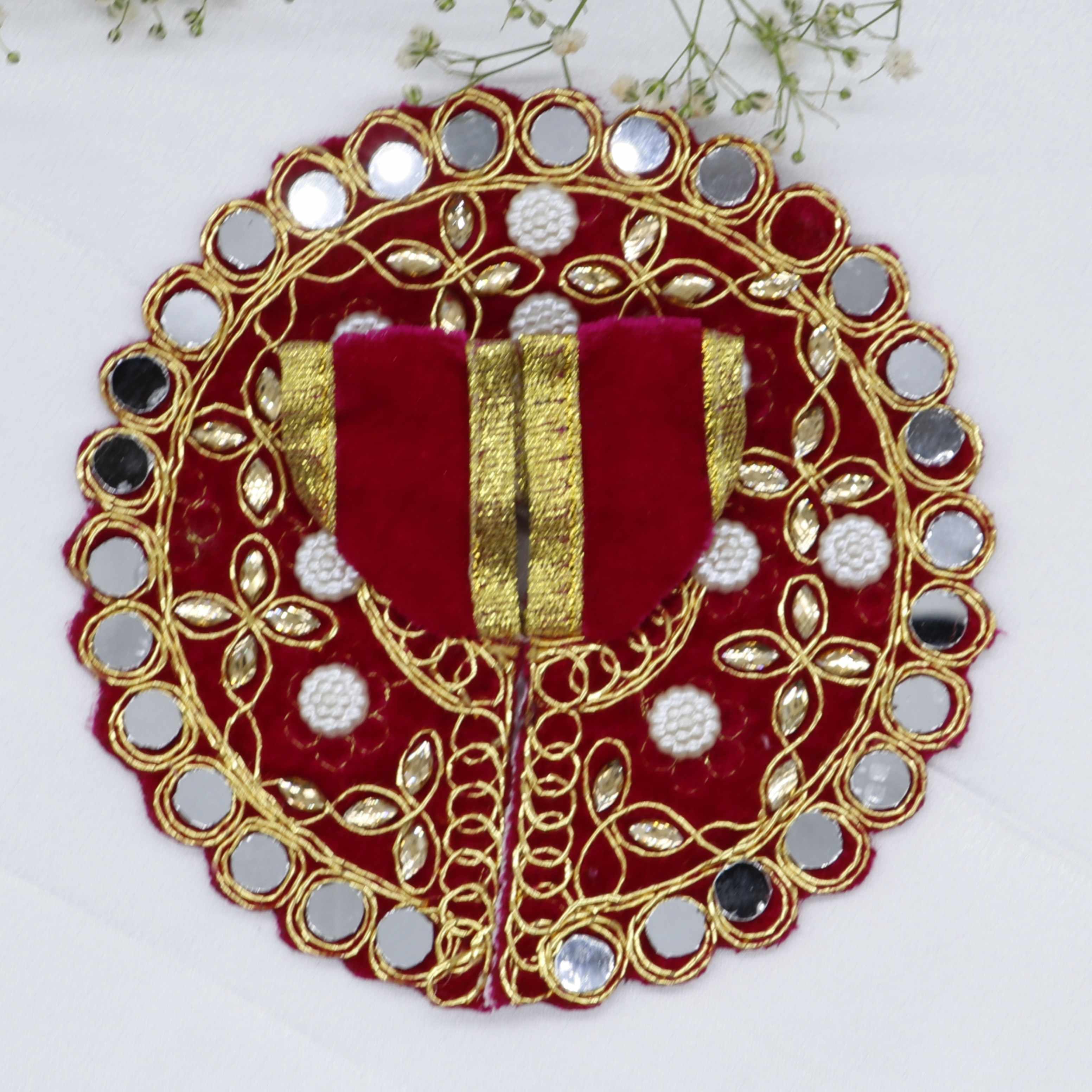 Makhmali Moti Mirror Work Laddu Gopal Dress