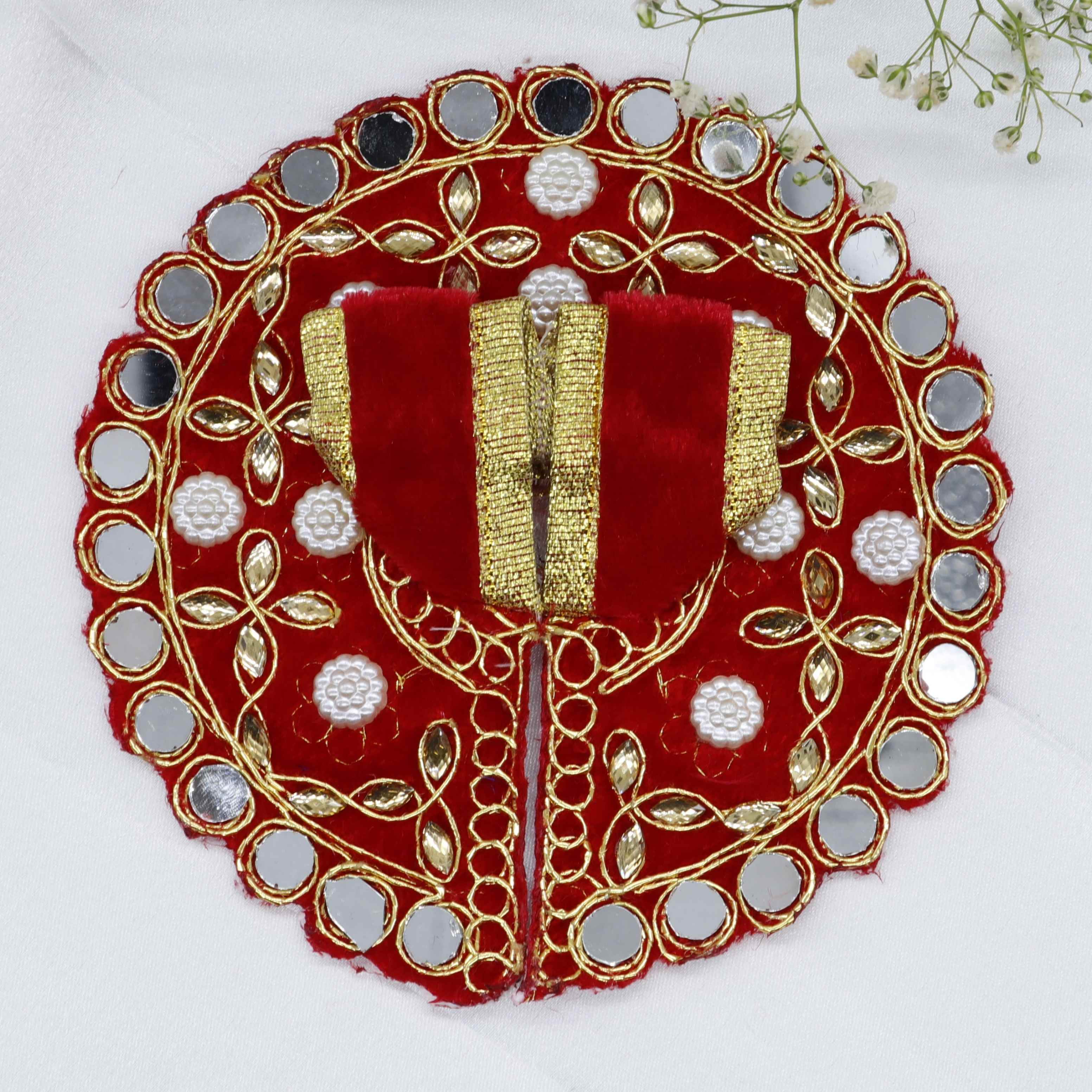 Makhmali Moti Mirror Work Laddu Gopal Dress