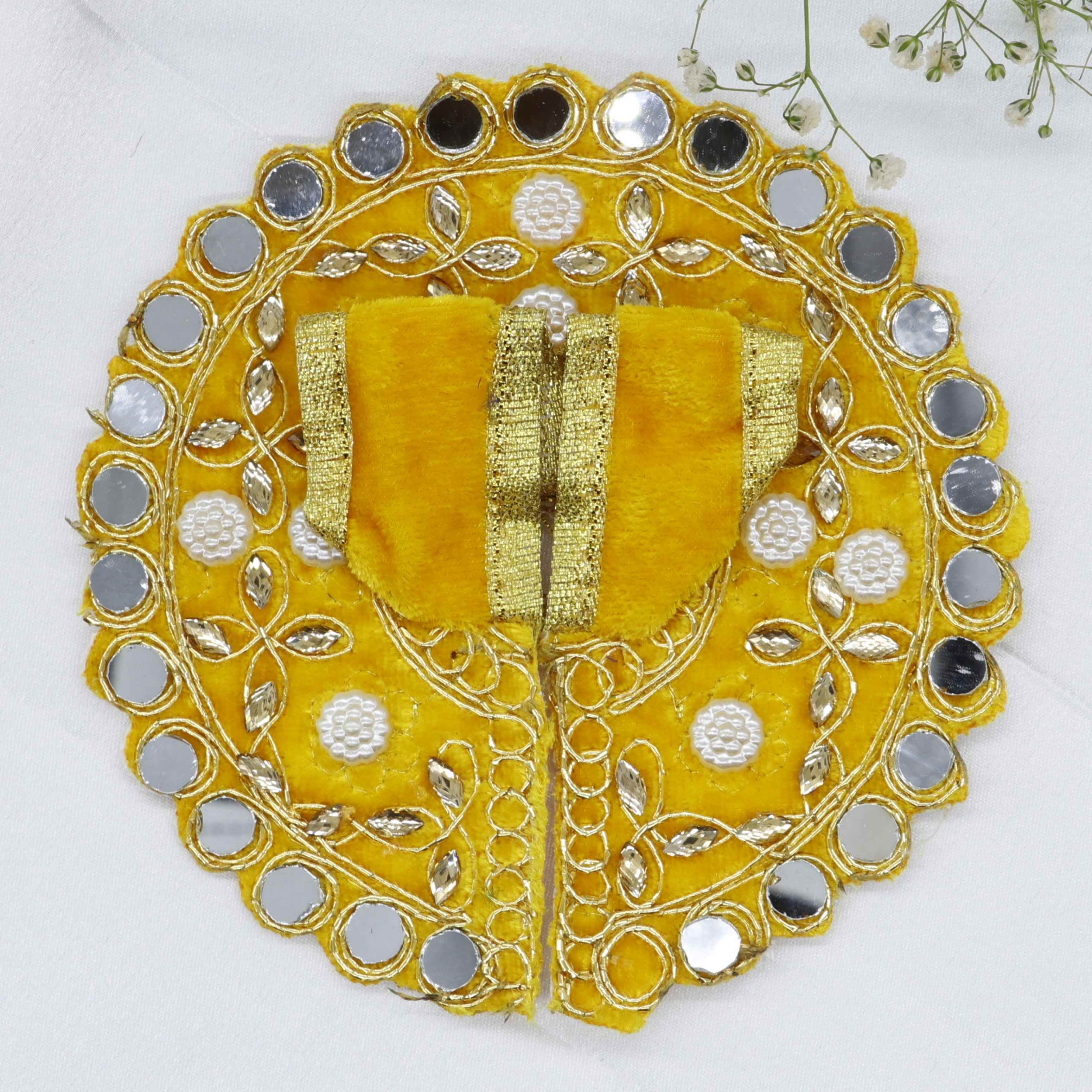 Makhmali Moti Mirror Work Laddu Gopal Dress