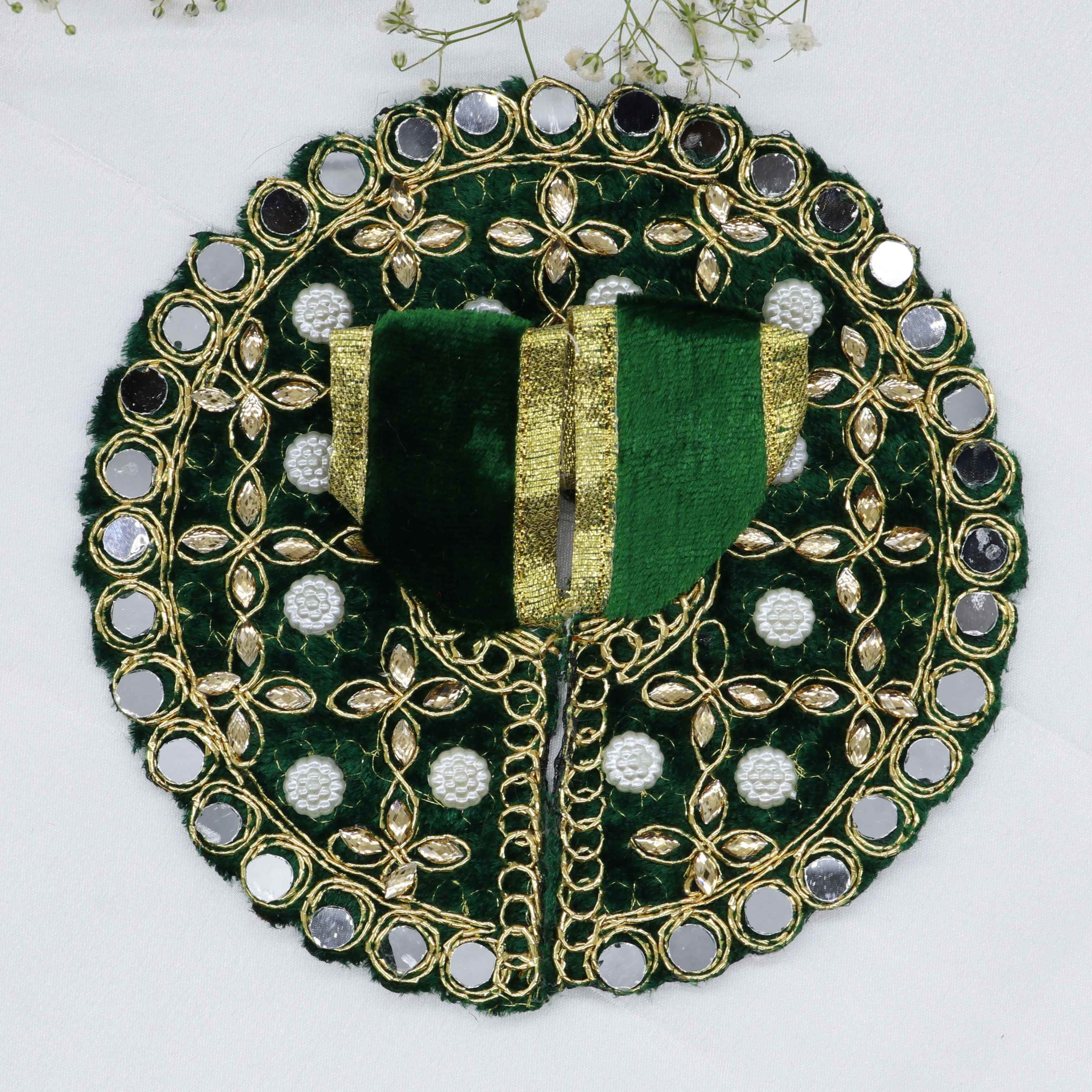 Makhmali Moti Mirror Work Laddu Gopal Dress