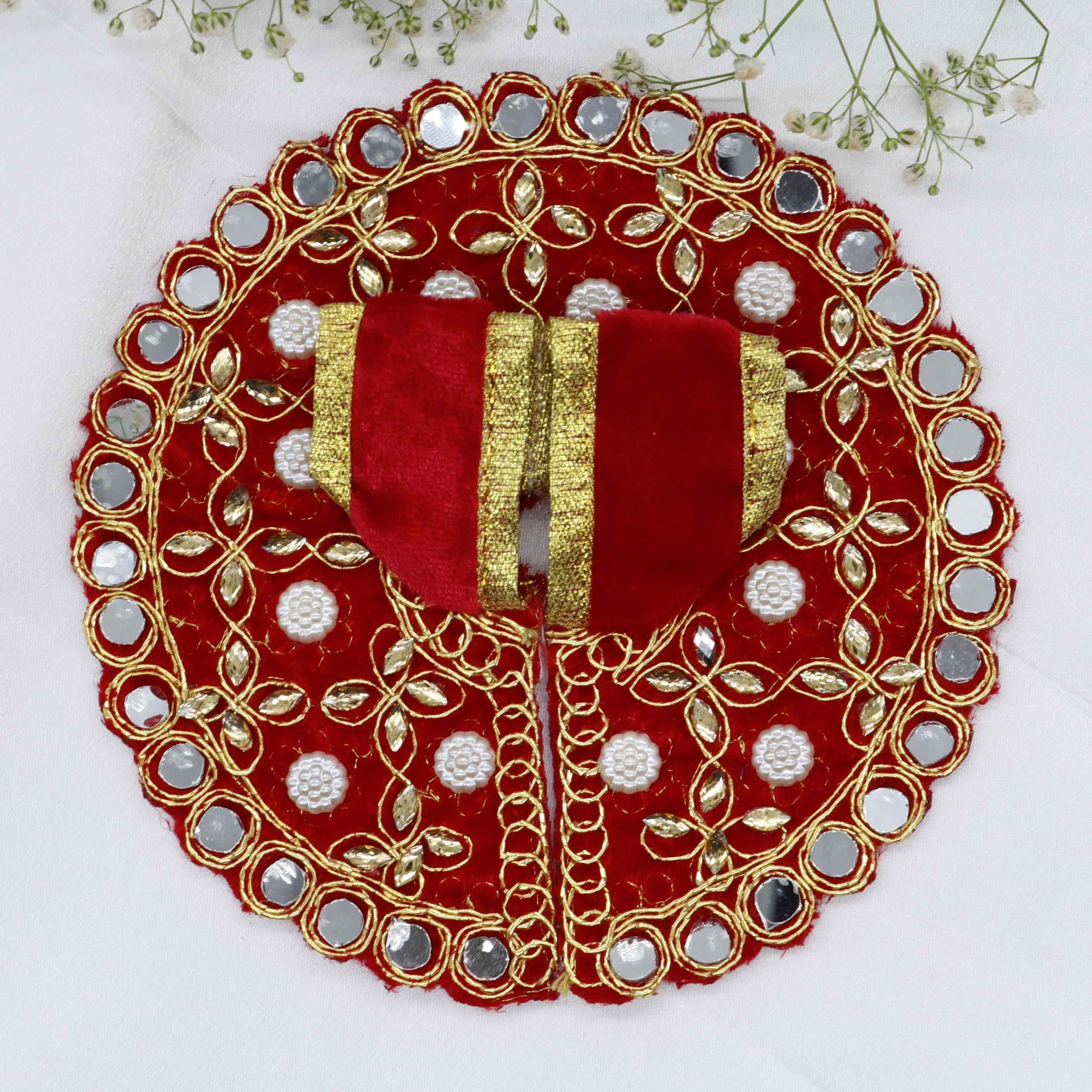 Makhmali Moti Mirror Work Laddu Gopal Dress