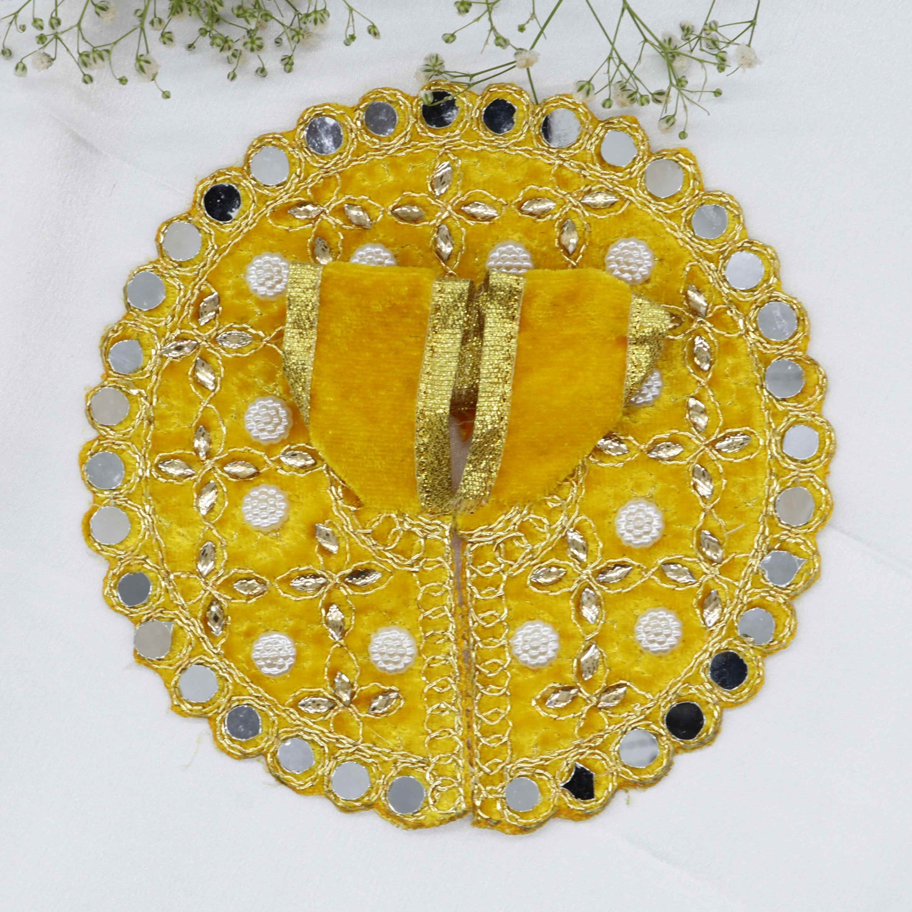 Makhmali Moti Mirror Work Laddu Gopal Dress