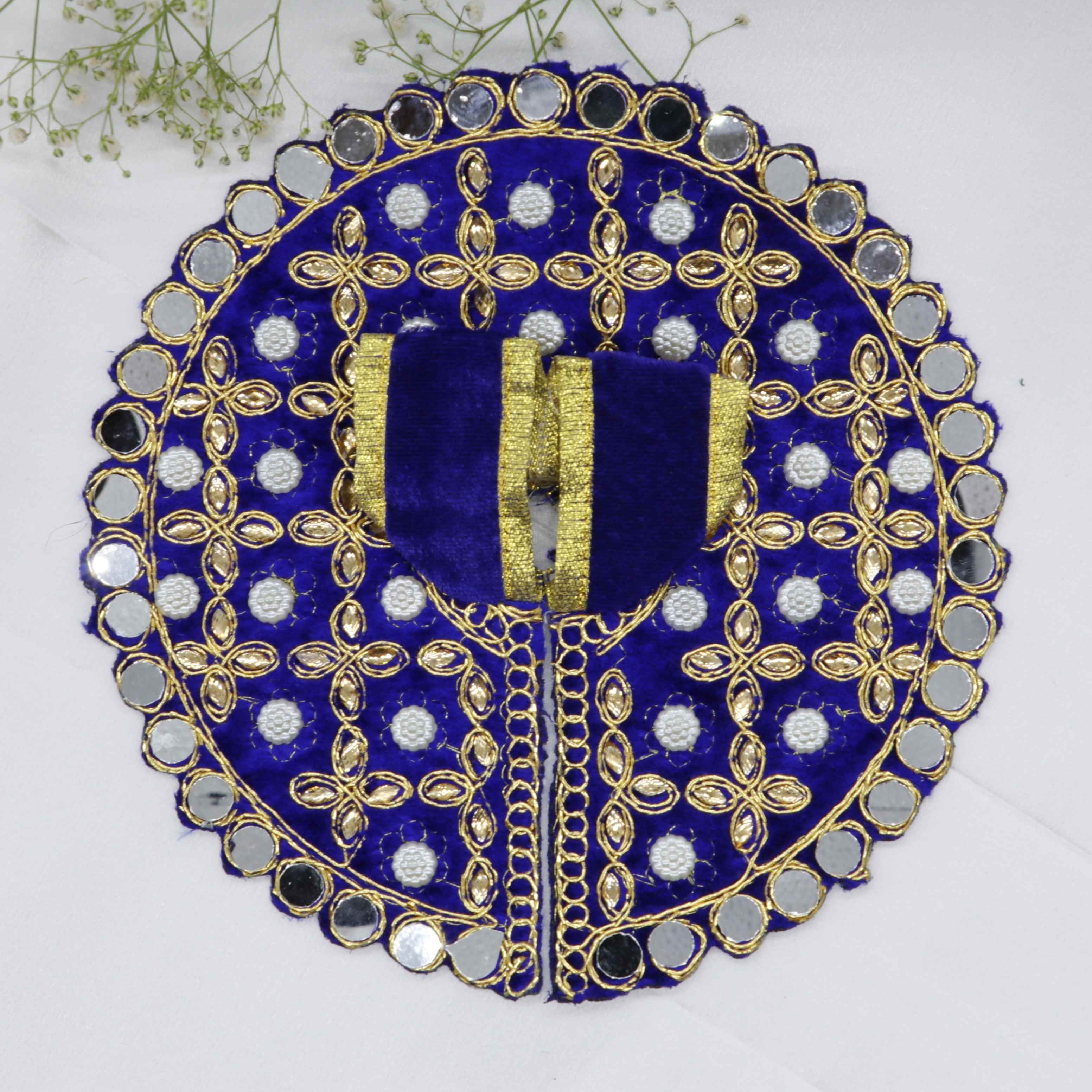 Makhmali Moti Mirror Work Laddu Gopal Dress