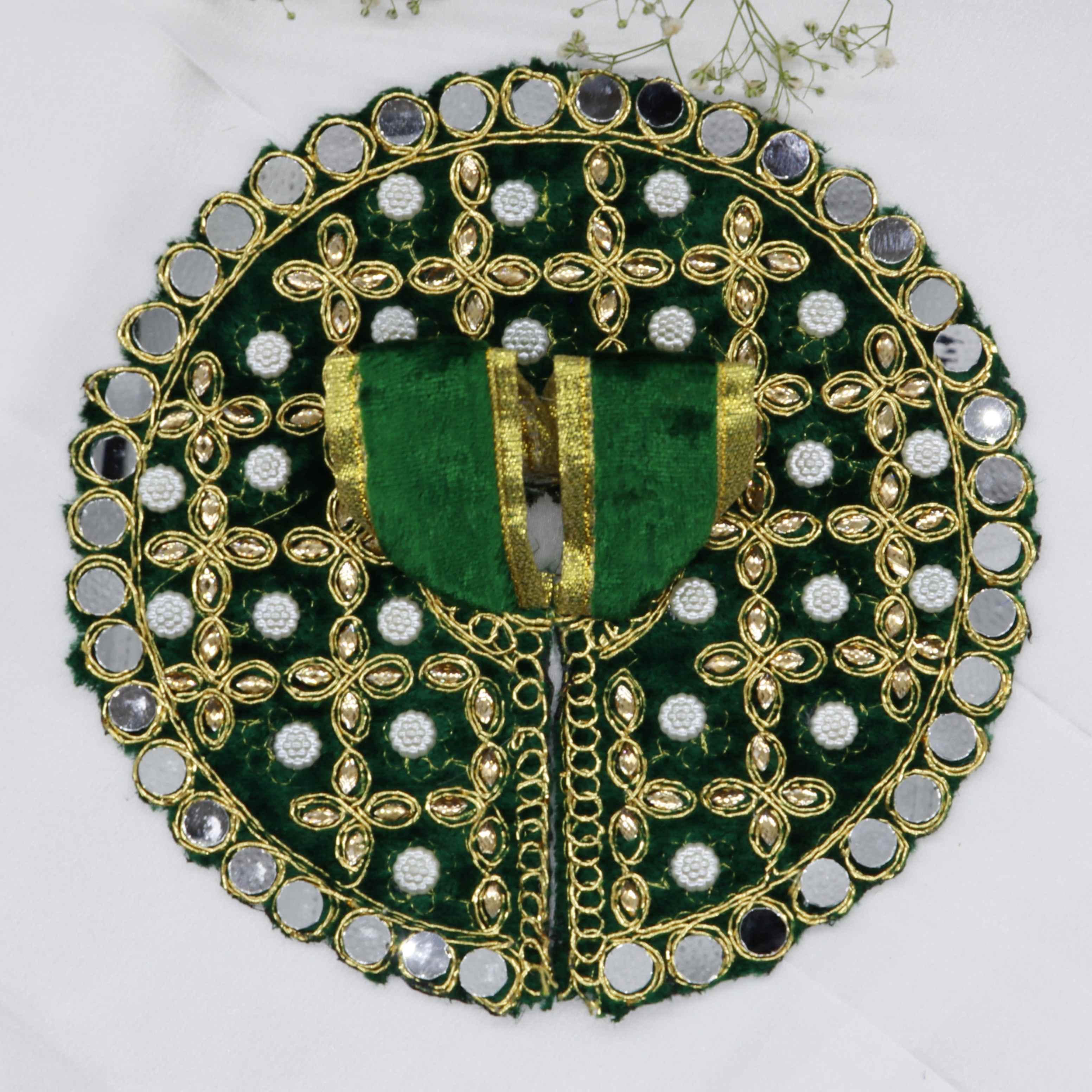 Makhmali Moti Mirror Work Laddu Gopal Dress