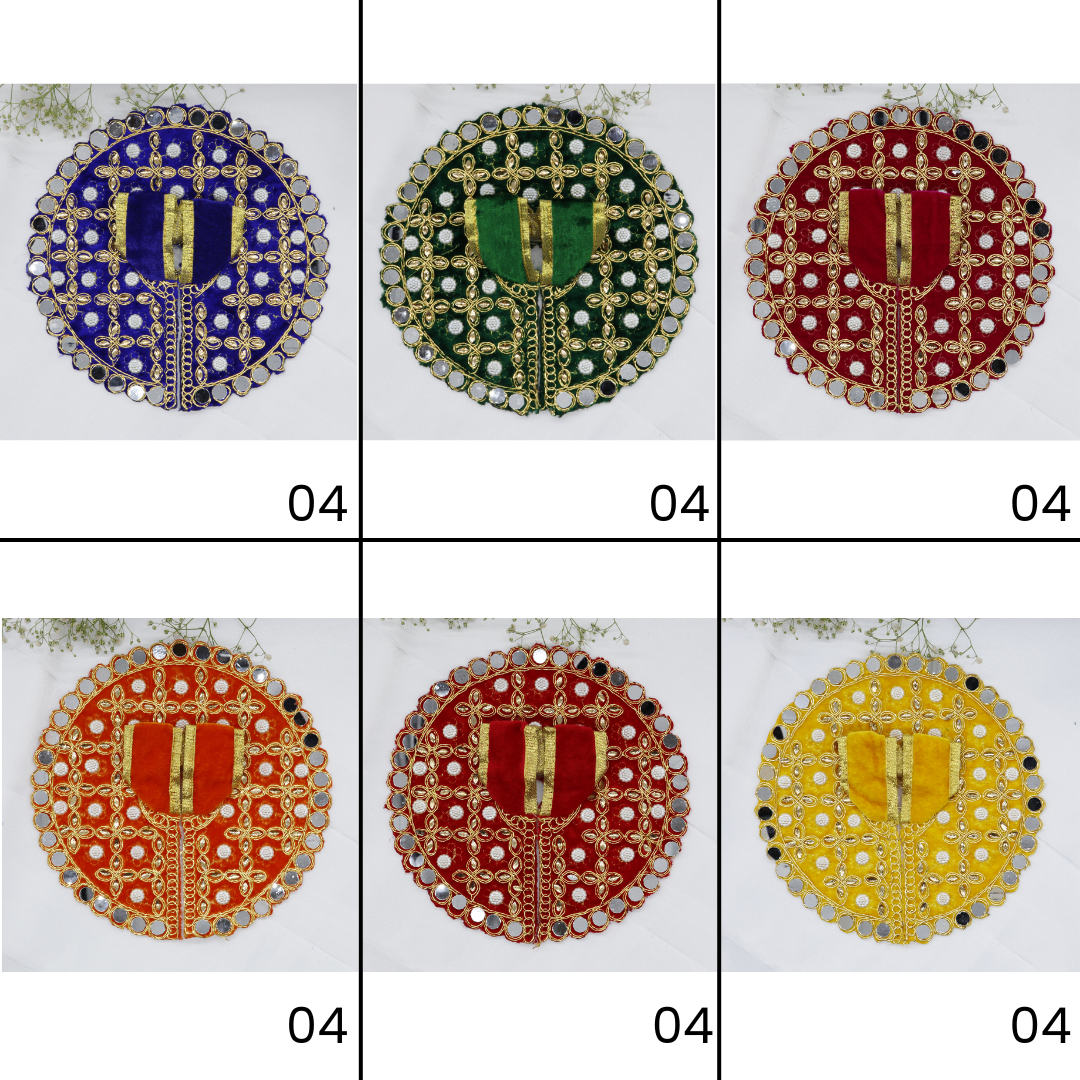 Makhmali Moti Mirror Work Laddu Gopal Dress - Mix Color - Pack of 12