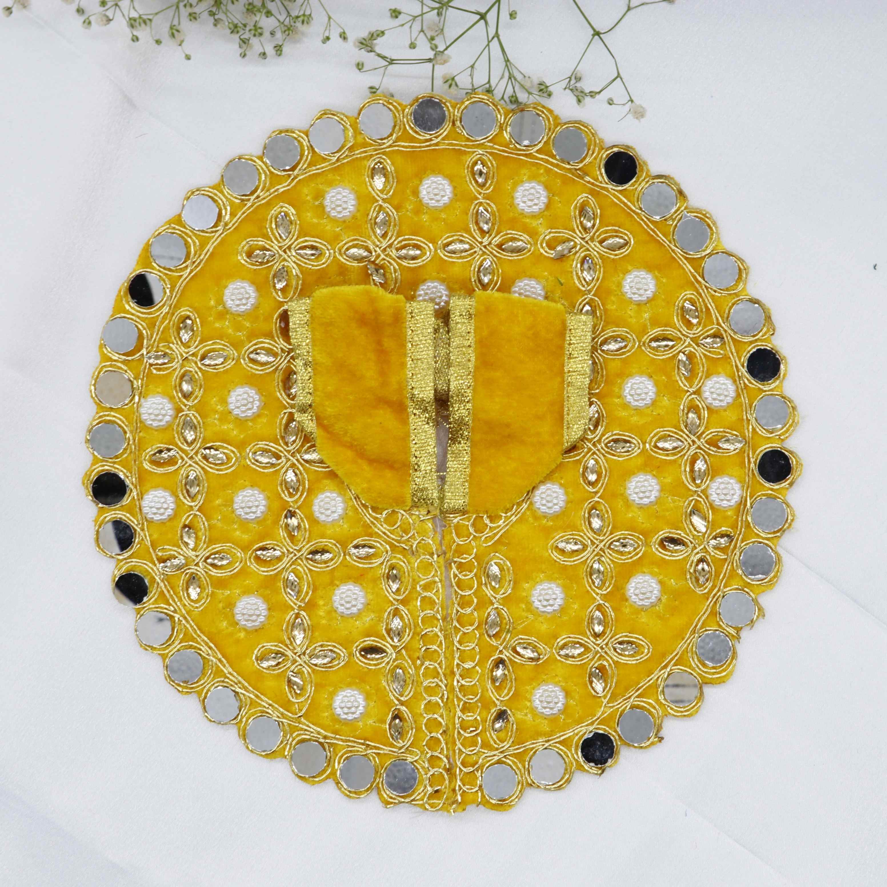 Makhmali Moti Mirror Work Laddu Gopal Dress