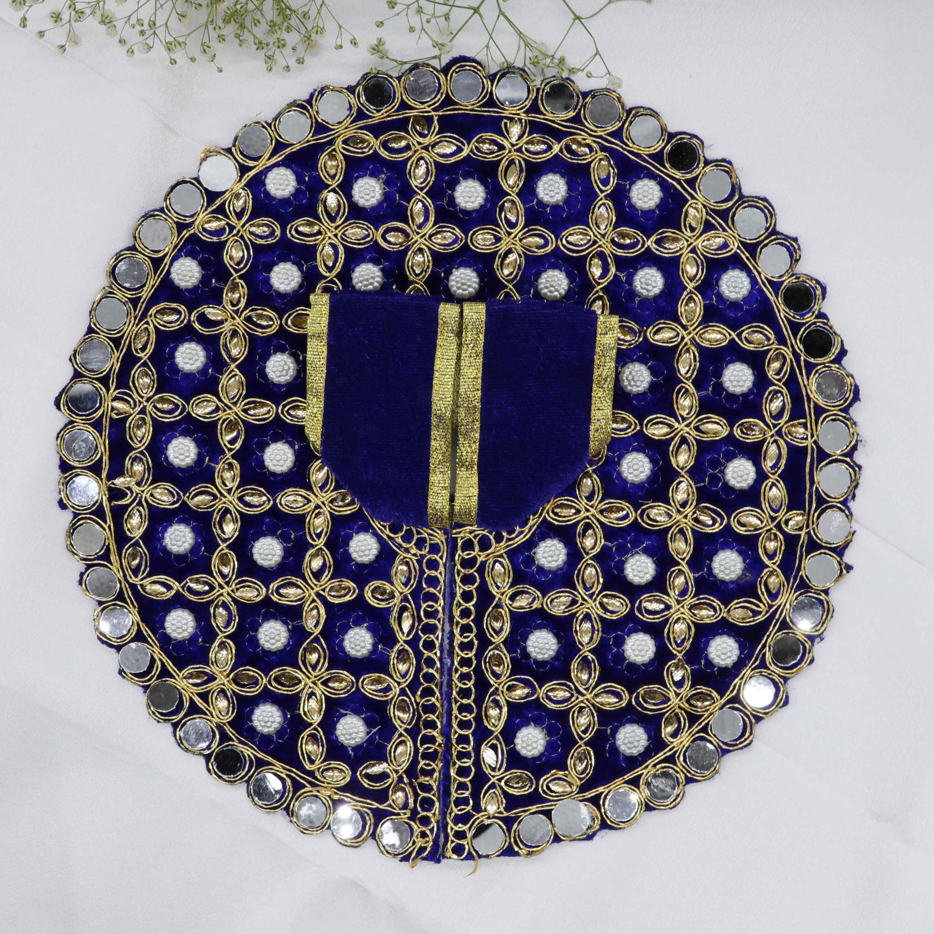 Makhmali Moti Mirror Work Laddu Gopal Dress