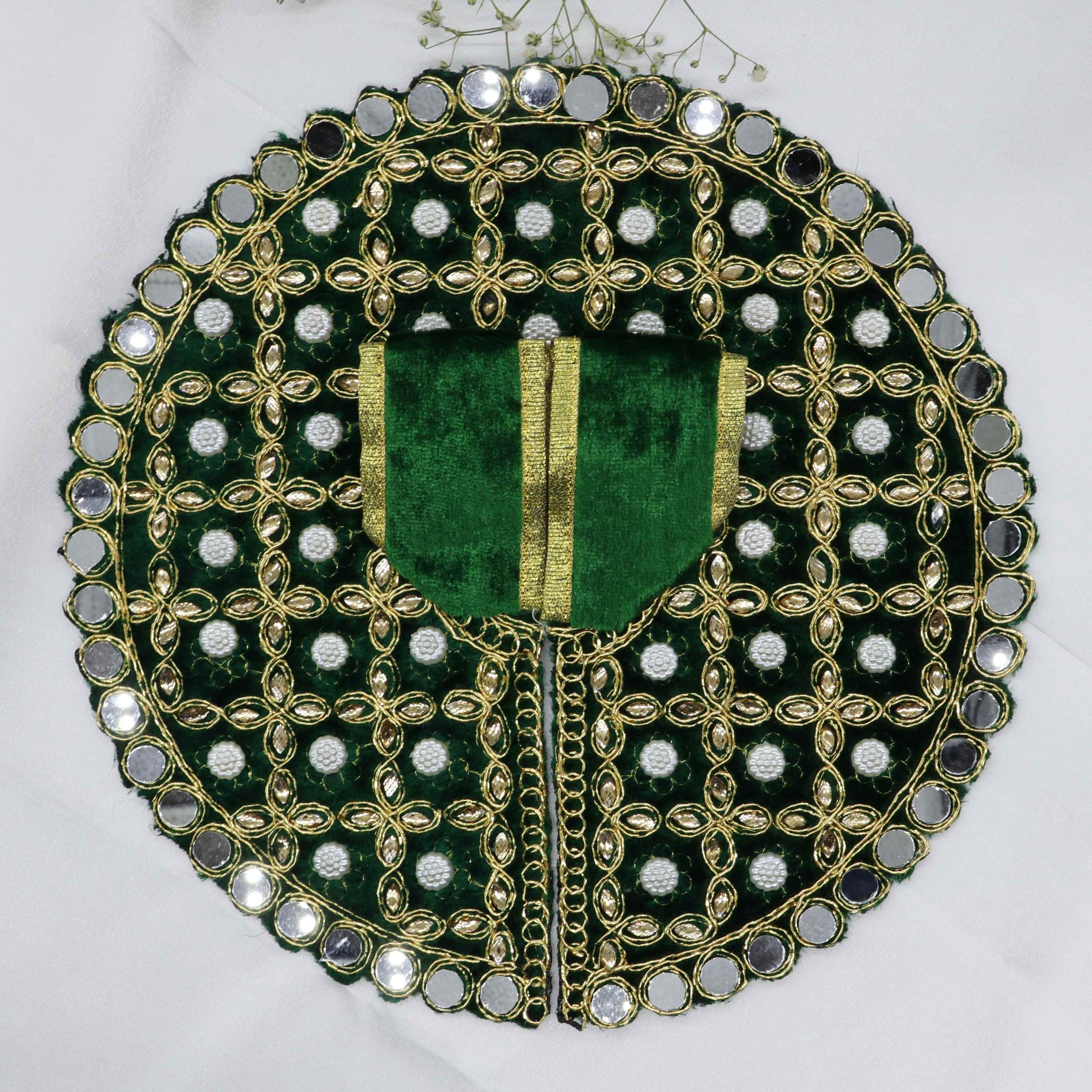 Makhmali Moti Mirror Work Laddu Gopal Dress