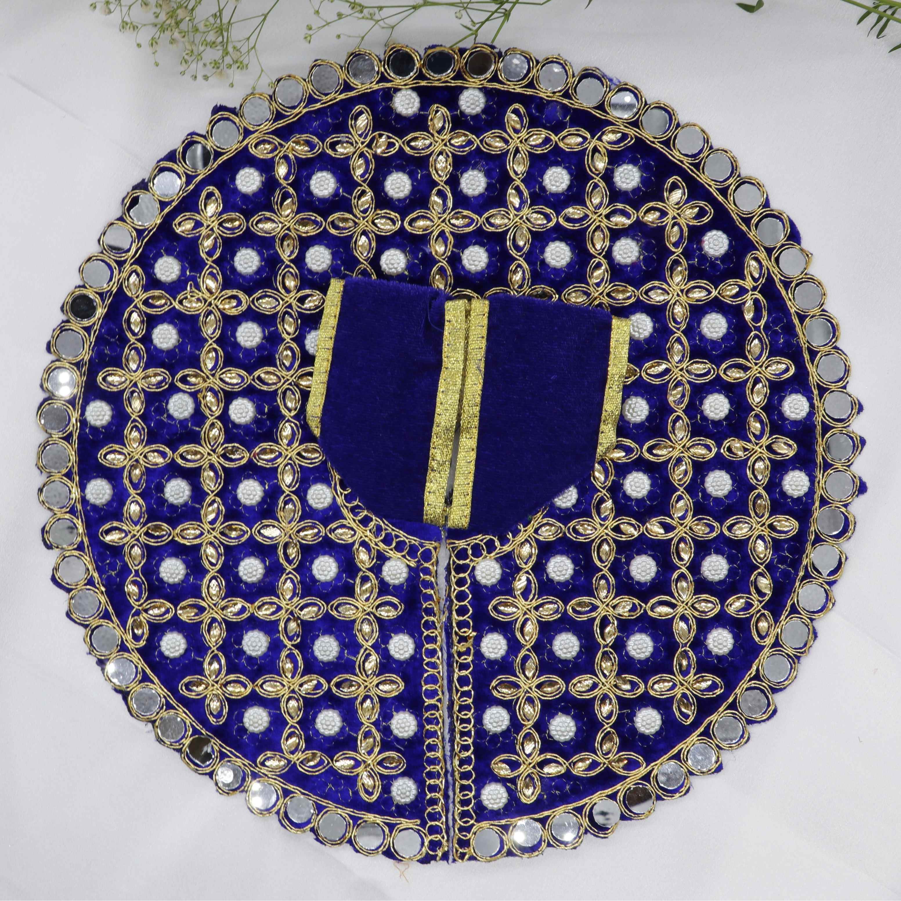 Makhmali Moti Mirror Work Laddu Gopal Dress