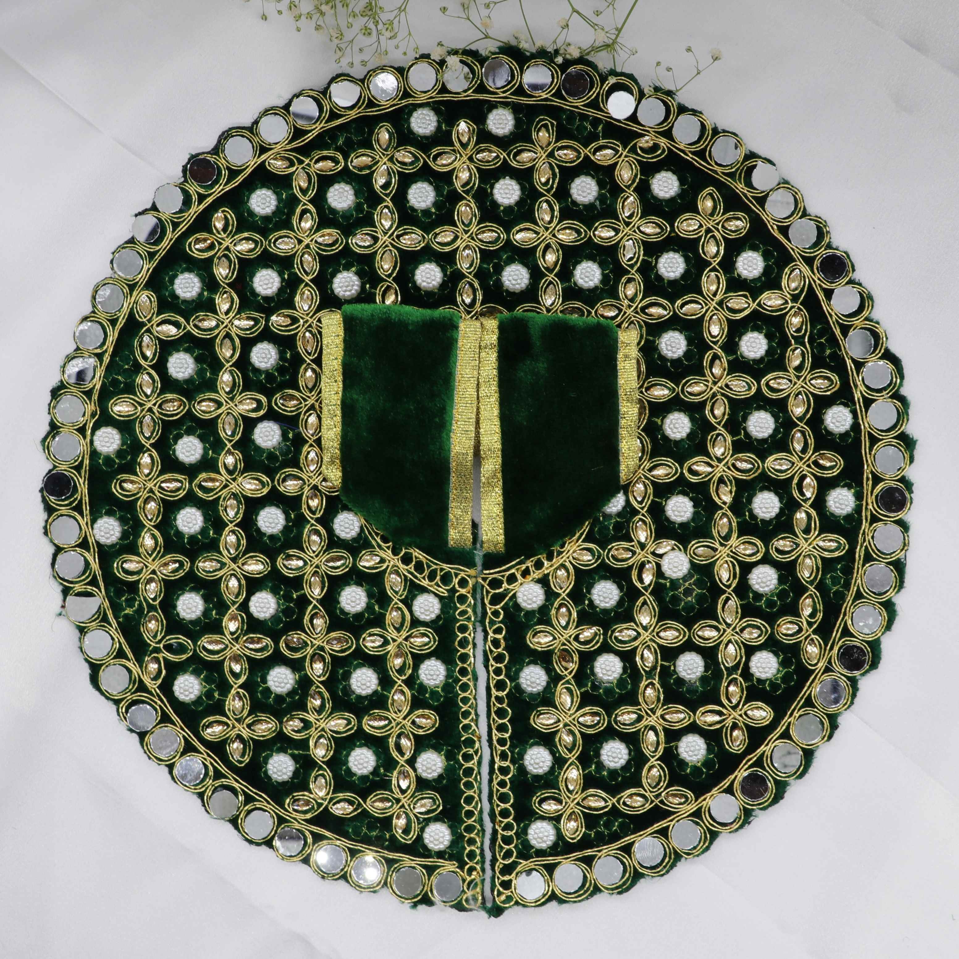 Makhmali Moti Mirror Work Laddu Gopal Dress
