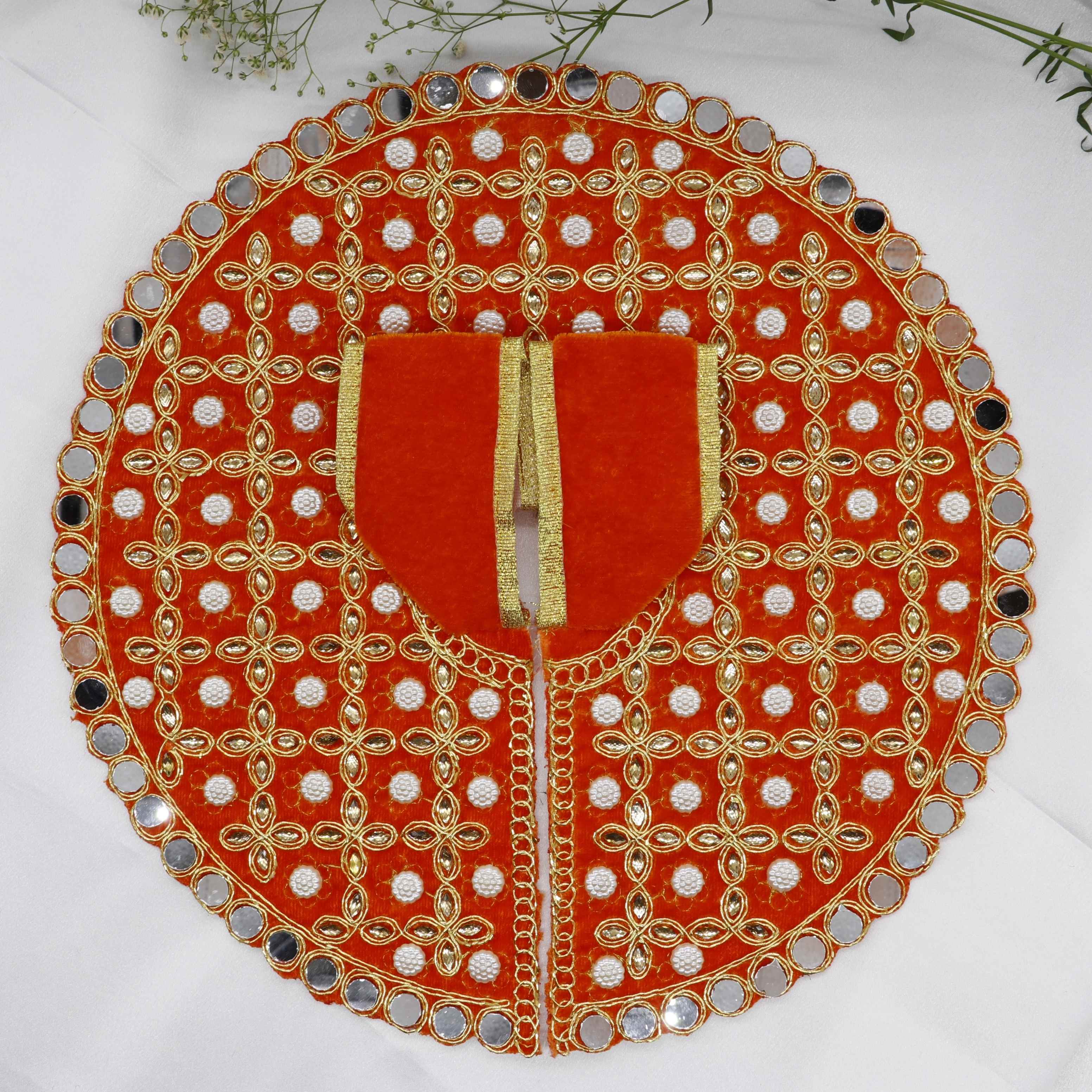 Makhmali Moti Mirror Work Laddu Gopal Dress