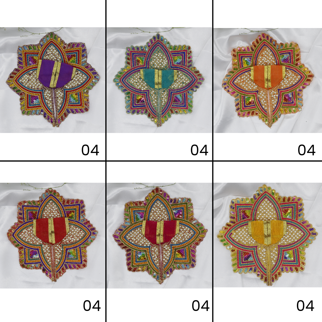 Moti Mandal Design Net Fabric Laddu Gopal Dress - Mix Color - Pack of 12