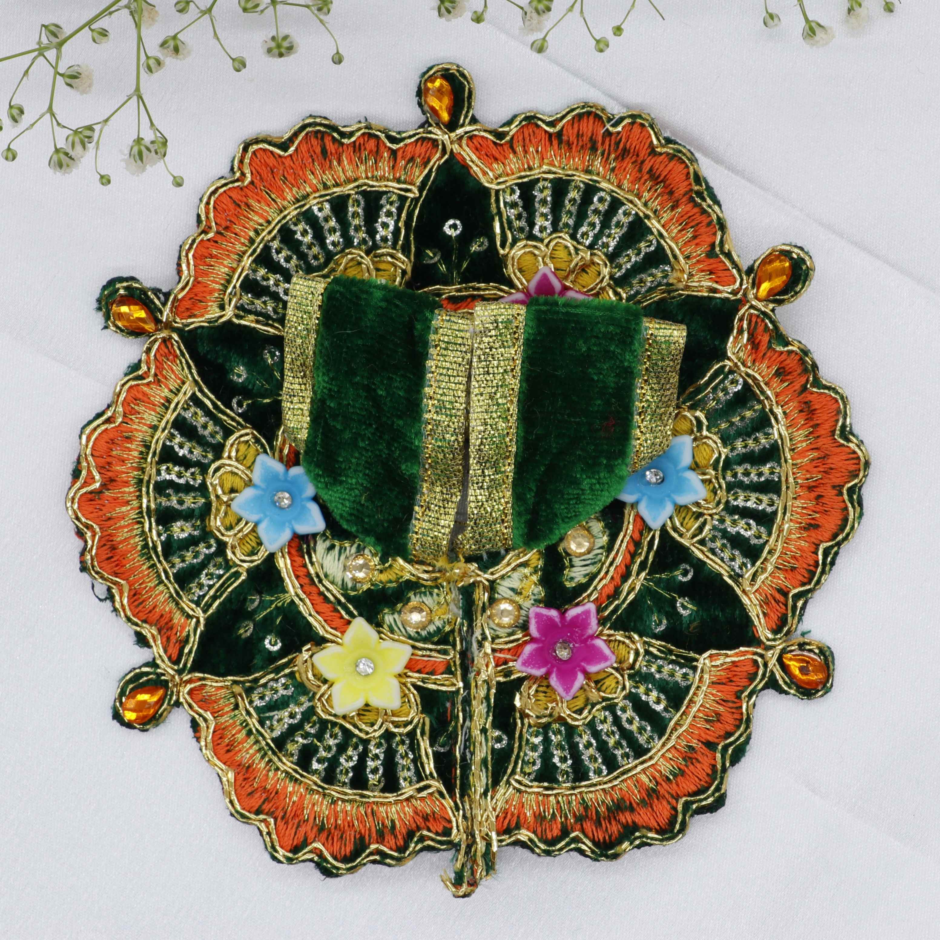 Phool Patti Zari Work Laddu Gopal Dress
