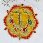 ફૂલ પત્તી ઝરી વર્ક લાડુ ગોપાલ ડ્રેસ