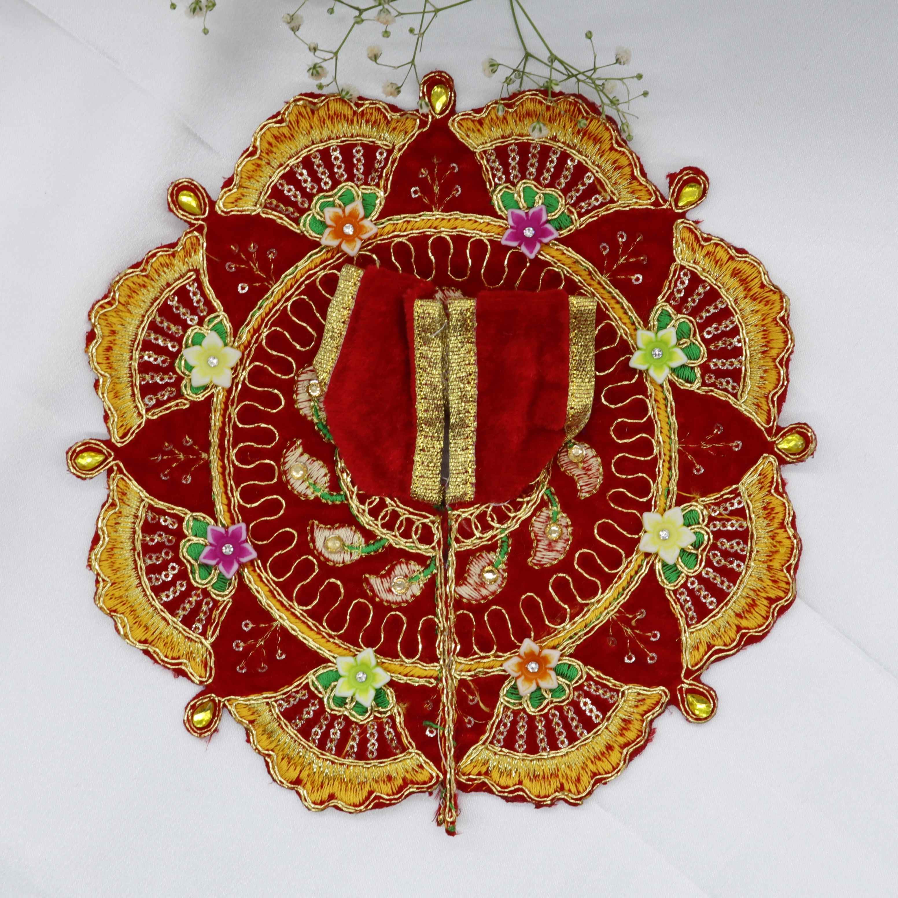 Phool Patti Zari Work Laddu Gopal Dress
