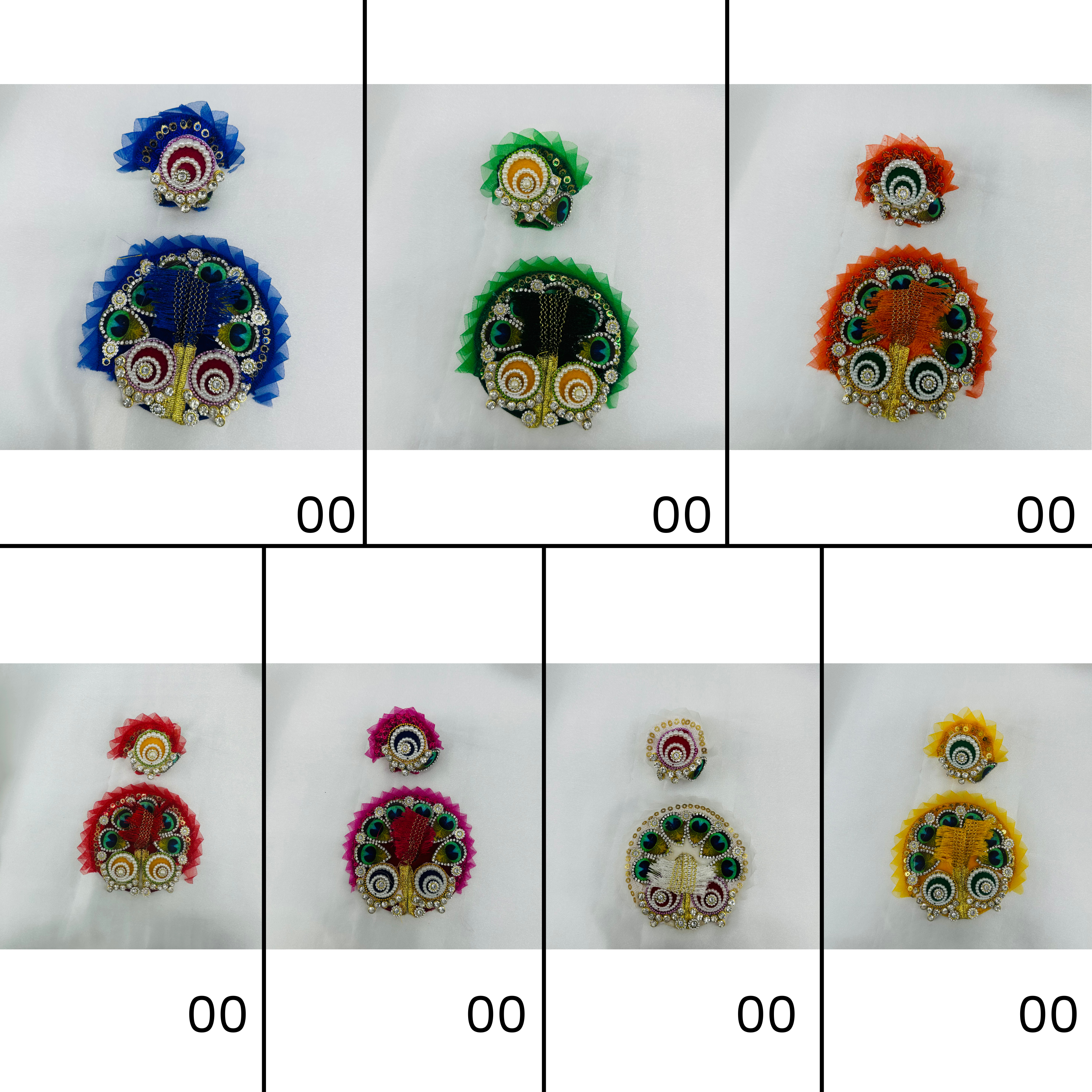 Divya Shringar Laddu Gopal Dress With Mukut - MIx Color - Pack of 7