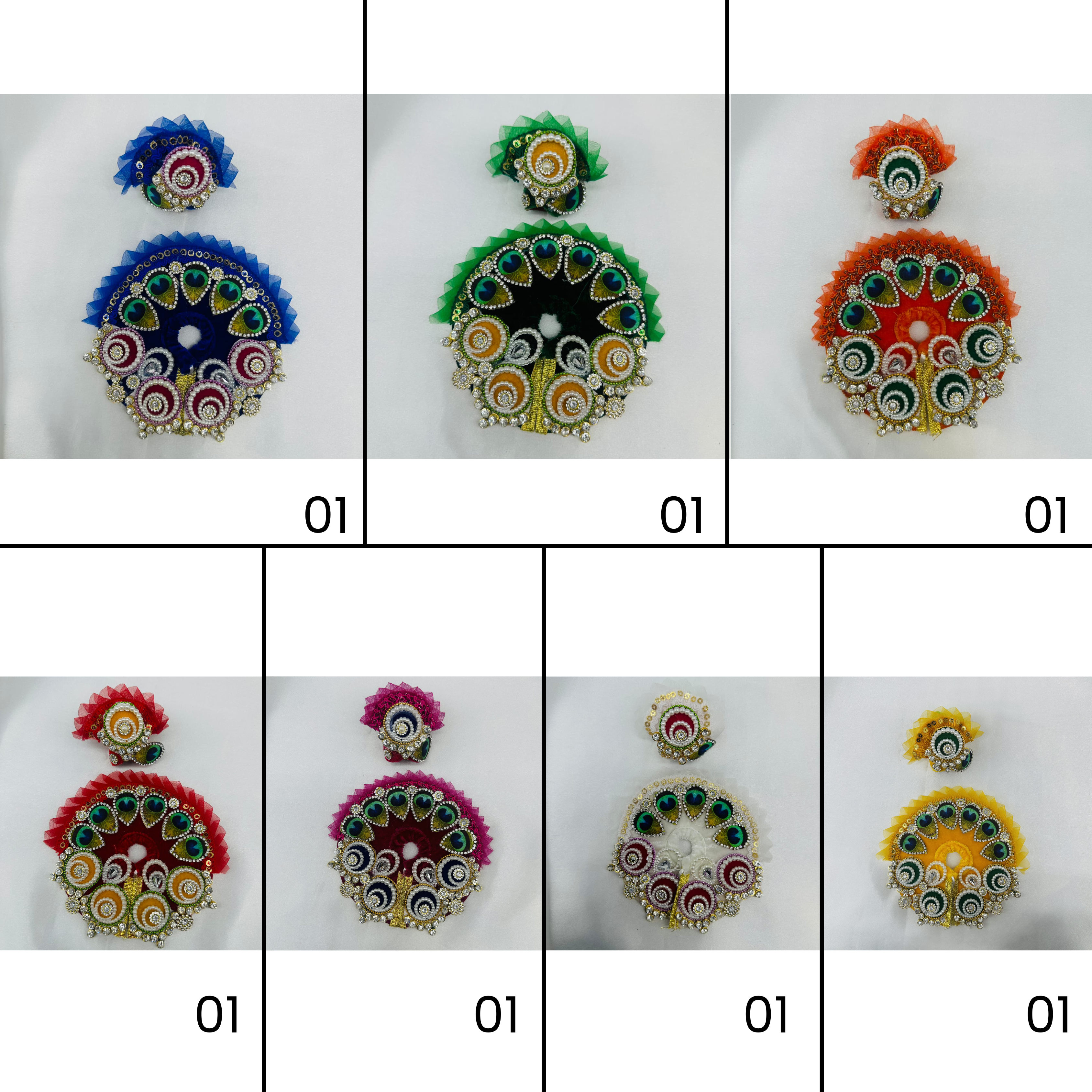 Divya Shringar Laddu Gopal Dress With Mukut - MIx Color - Pack of 7