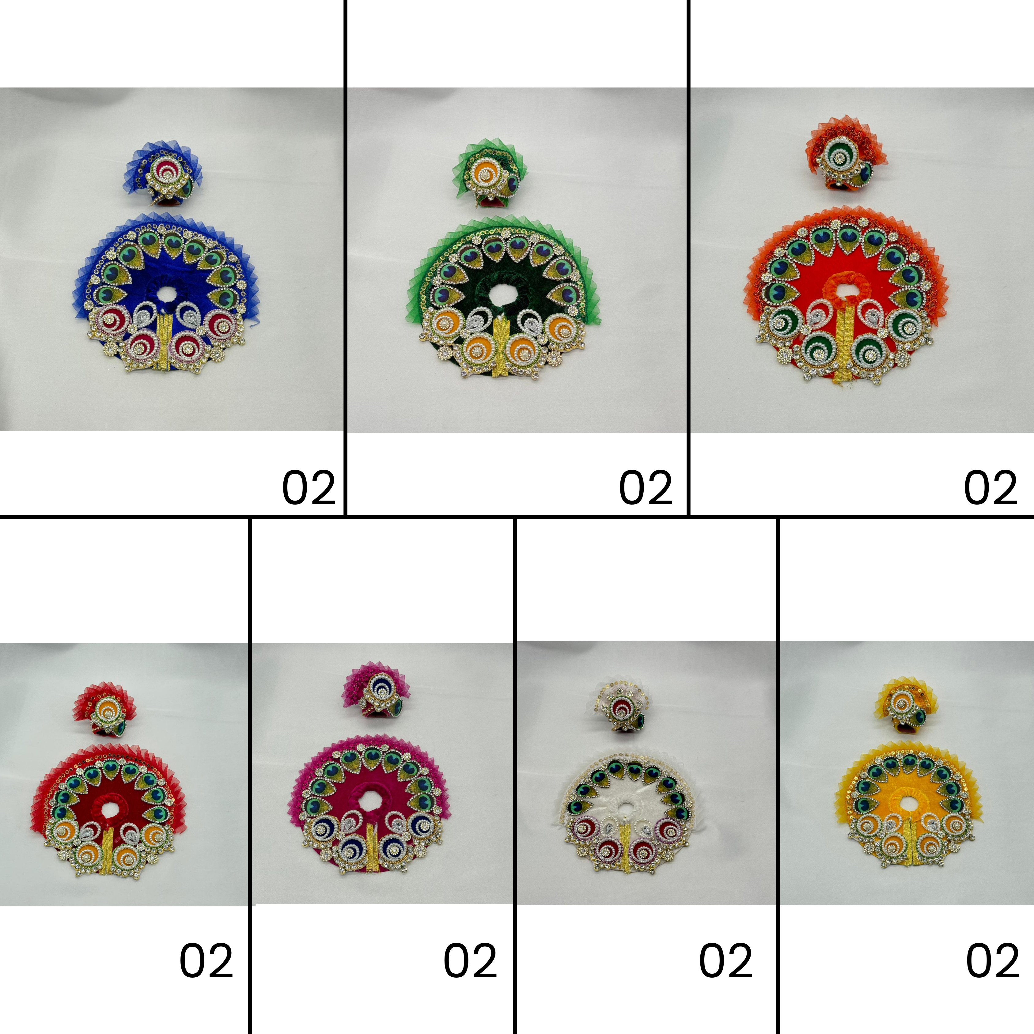 Divya Shringar Laddu Gopal Dress With Mukut - MIx Color - Pack of 7