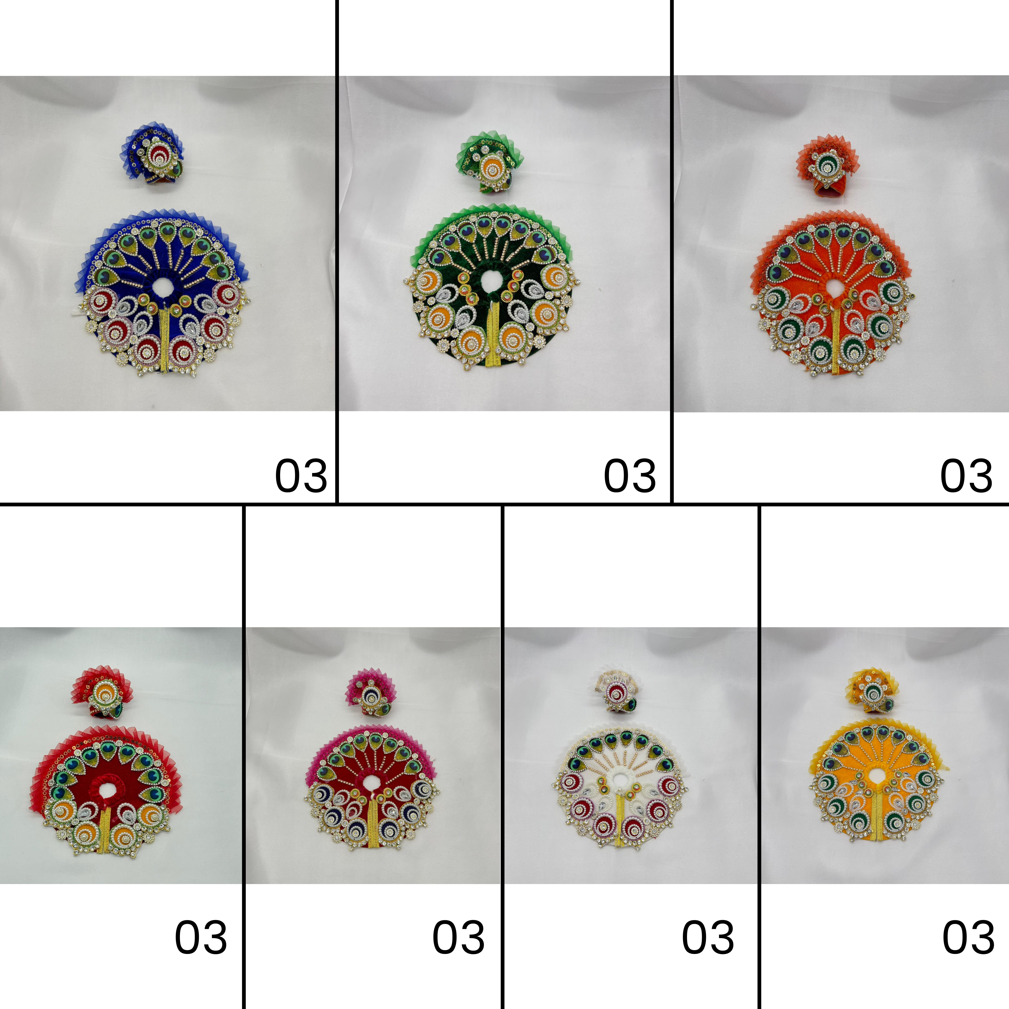 Divya Shringar Laddu Gopal Dress With Mukut - MIx Color - Pack of 7