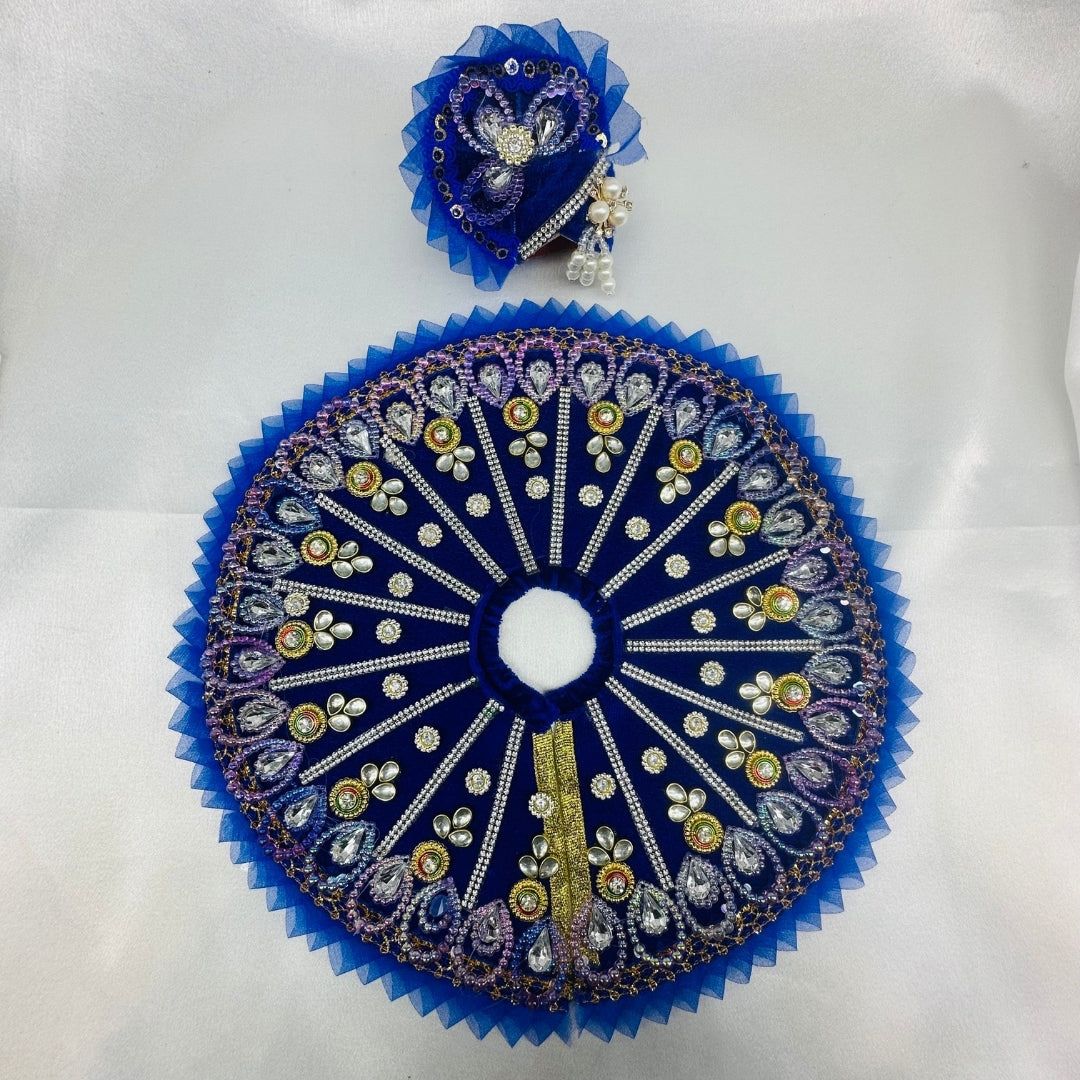 मुकुट के साथ पंख श्रृंगार लड्डू गोपाल पोशाक