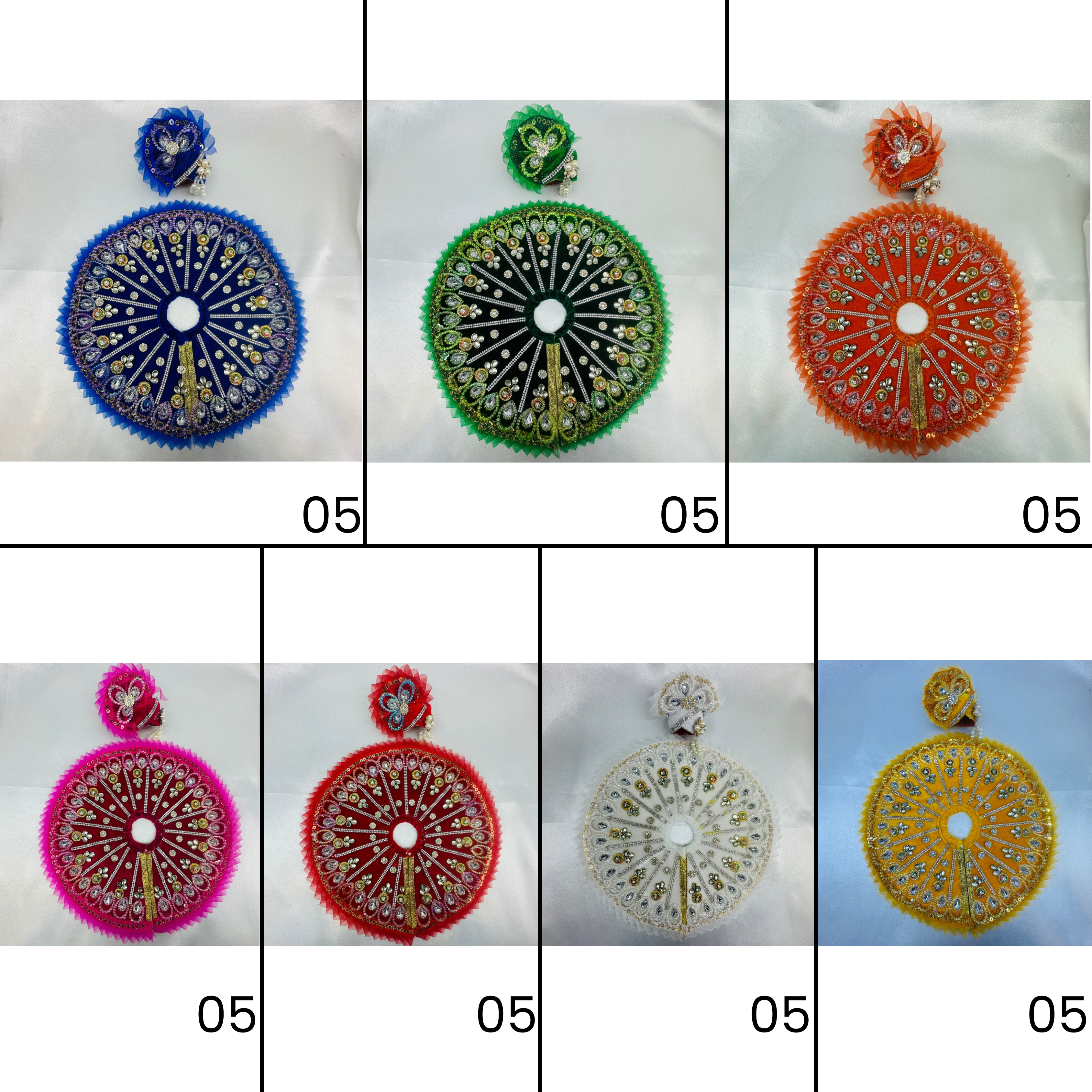 Pankh Shringar Laddu Gopal Dress With Mukut - Mix Color / Pack of 7