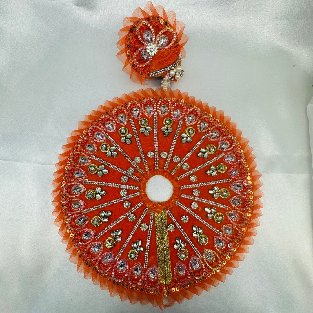 मुकुट के साथ पंख श्रृंगार लड्डू गोपाल पोशाक