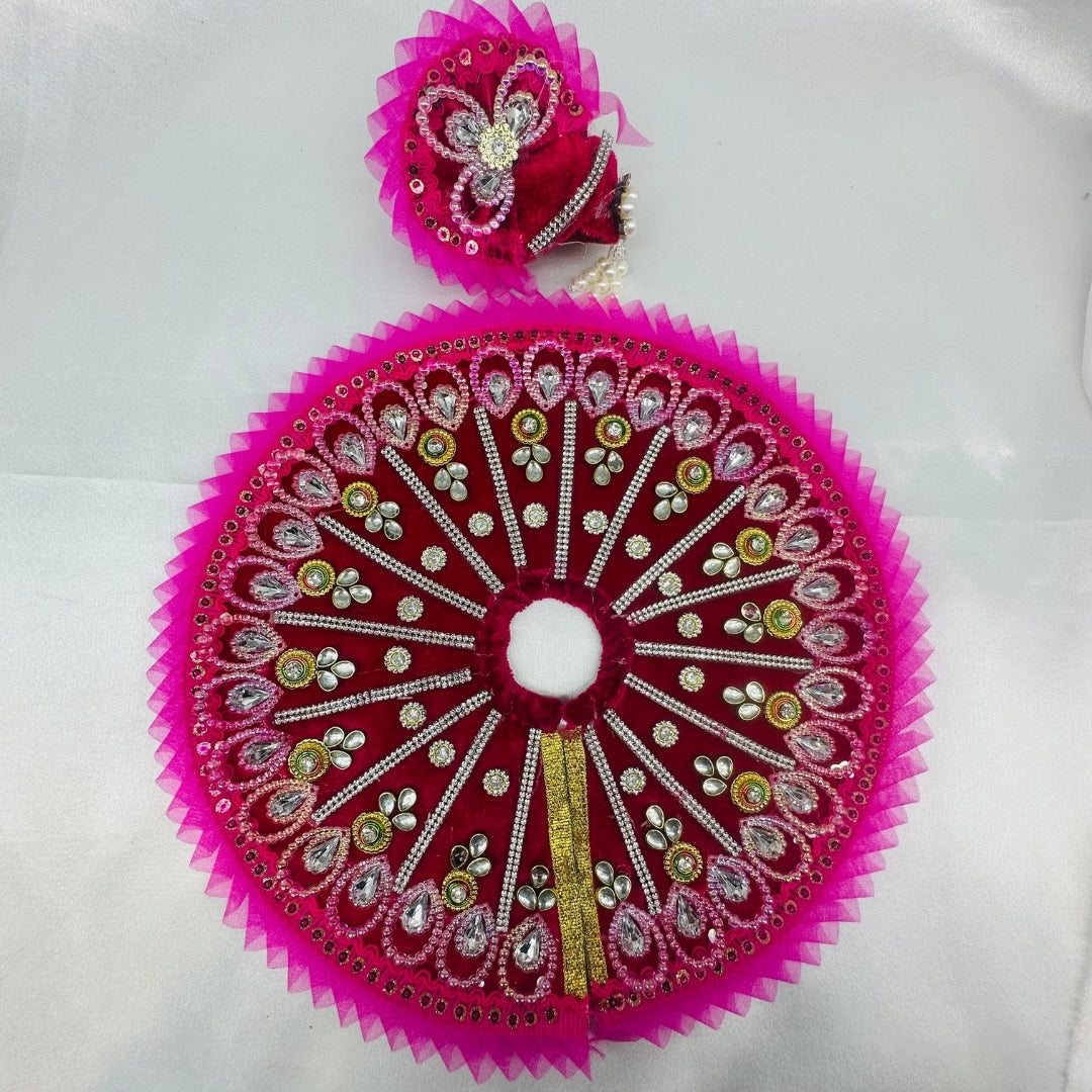 मुकुट के साथ पंख श्रृंगार लड्डू गोपाल पोशाक