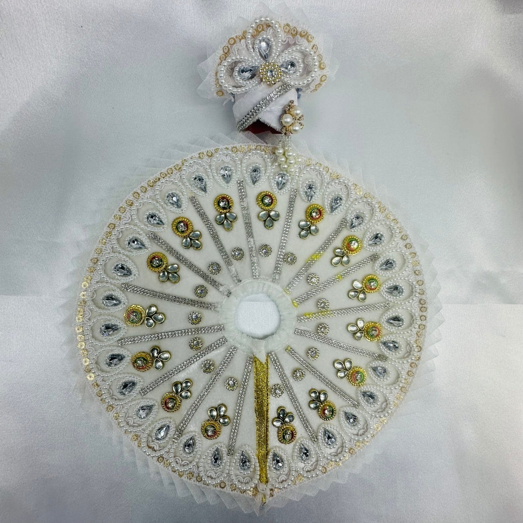 मुकुट के साथ पंख श्रृंगार लड्डू गोपाल पोशाक