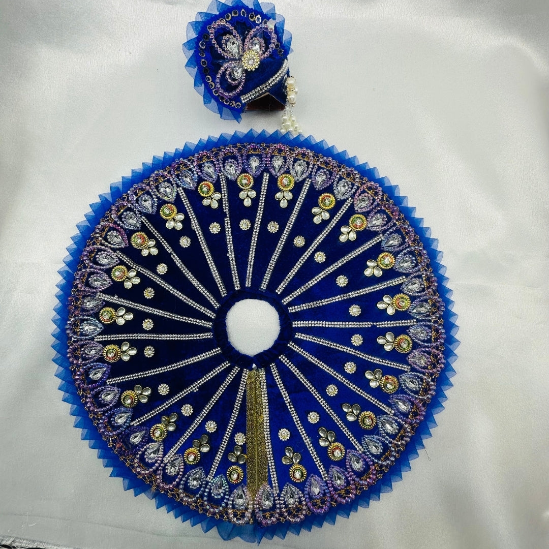 मुकुट के साथ पंख श्रृंगार लड्डू गोपाल पोशाक