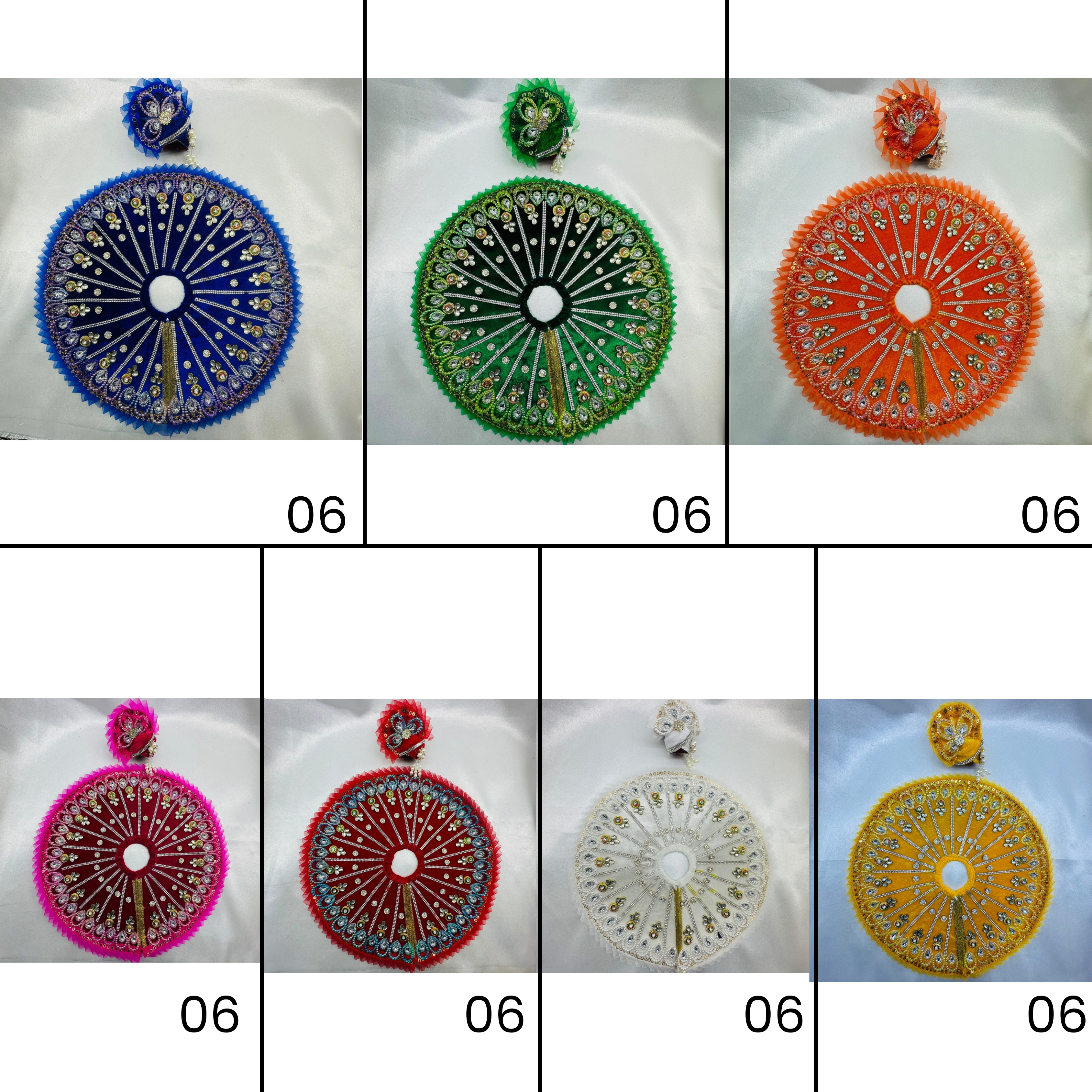 Pankh Shringar Laddu Gopal Dress With Mukut - Mix Color / Pack of 7