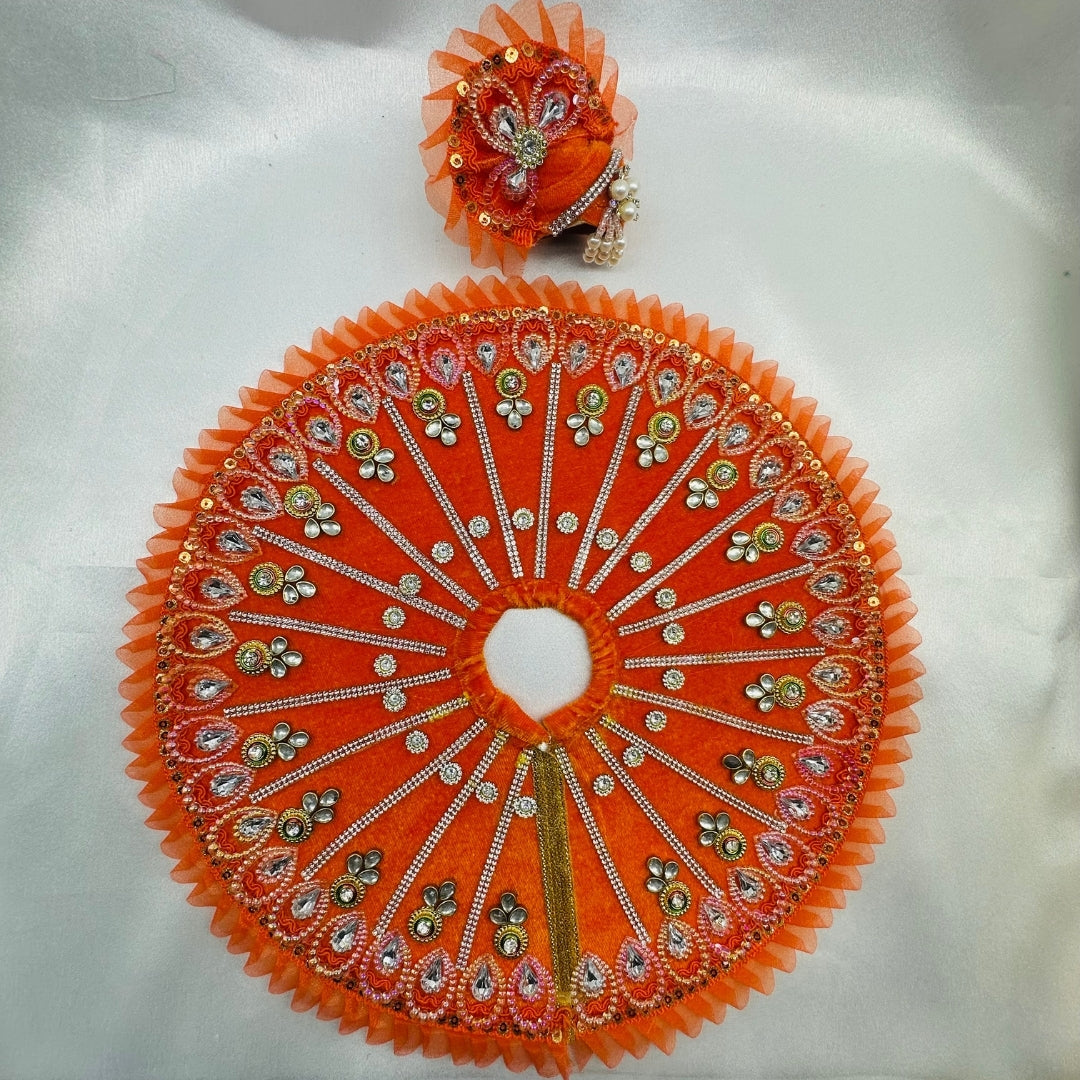 मुकुट के साथ पंख श्रृंगार लड्डू गोपाल पोशाक