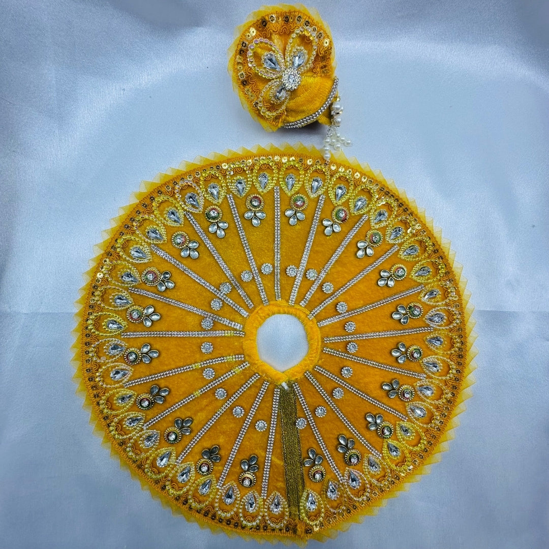 मुकुट के साथ पंख श्रृंगार लड्डू गोपाल पोशाक