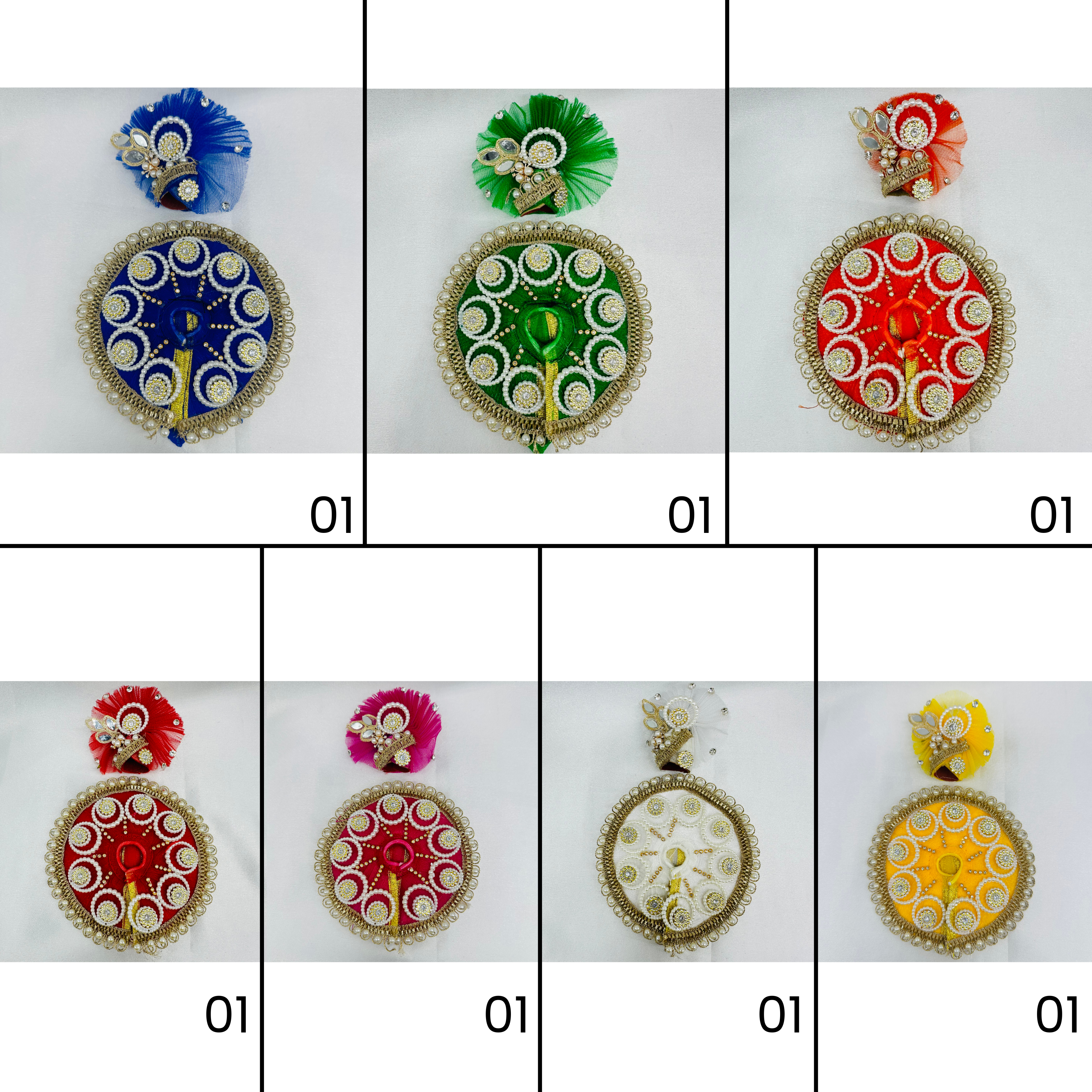 Chandrika Poshak With Mukut For Laddu Gopal - Pack of 7