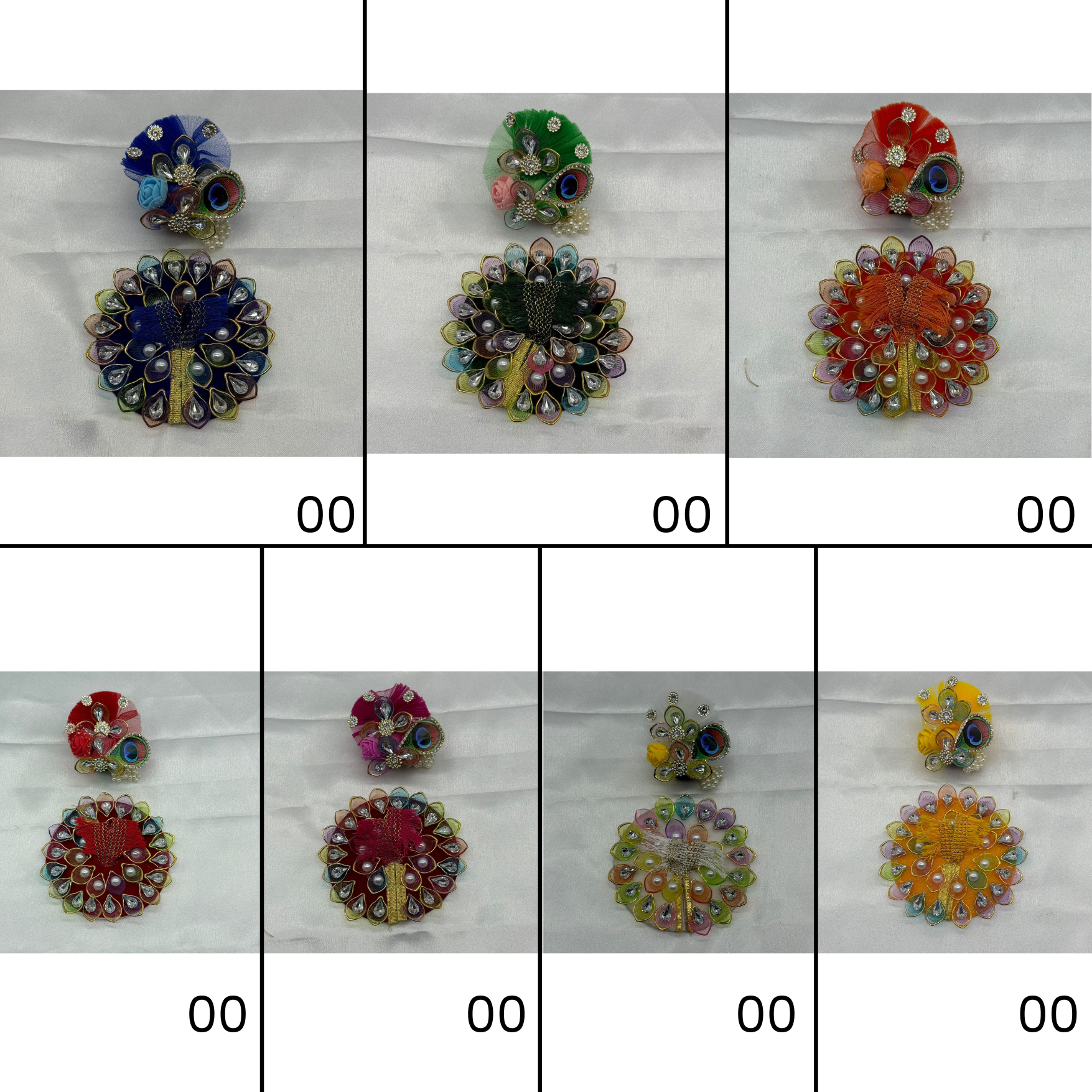 Nav-Ratna Laddu Gopal Dress With Mukut - Mix Color / Pack of 7