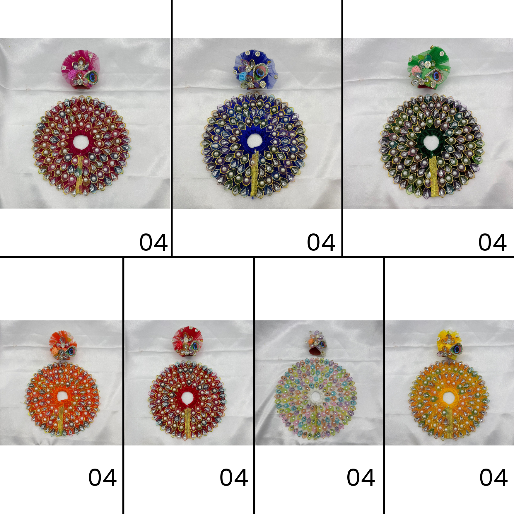Nav-Ratna Laddu Gopal Dress With Mukut - Mix Color / Pack of 7