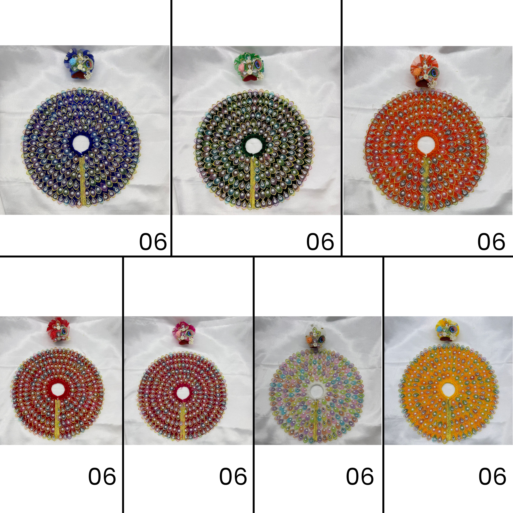 Nav-Ratna Laddu Gopal Dress With Mukut - Mix Color / Pack of 7