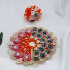 મુકુટ સાથે પંખ મંડળ લાડુ ગોપાલ વસ્ત્ર